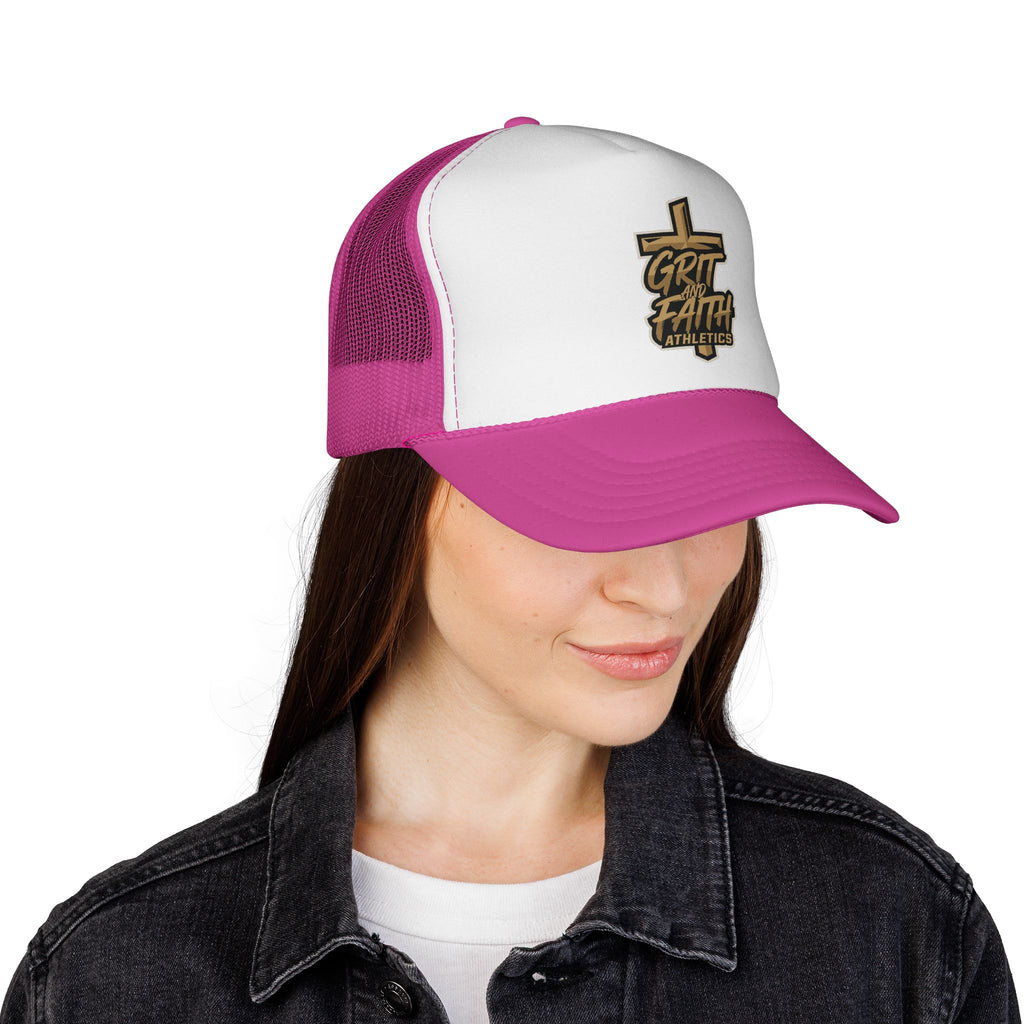 Grit & Faith Trucker Cap – Cross Logo Mesh Hat