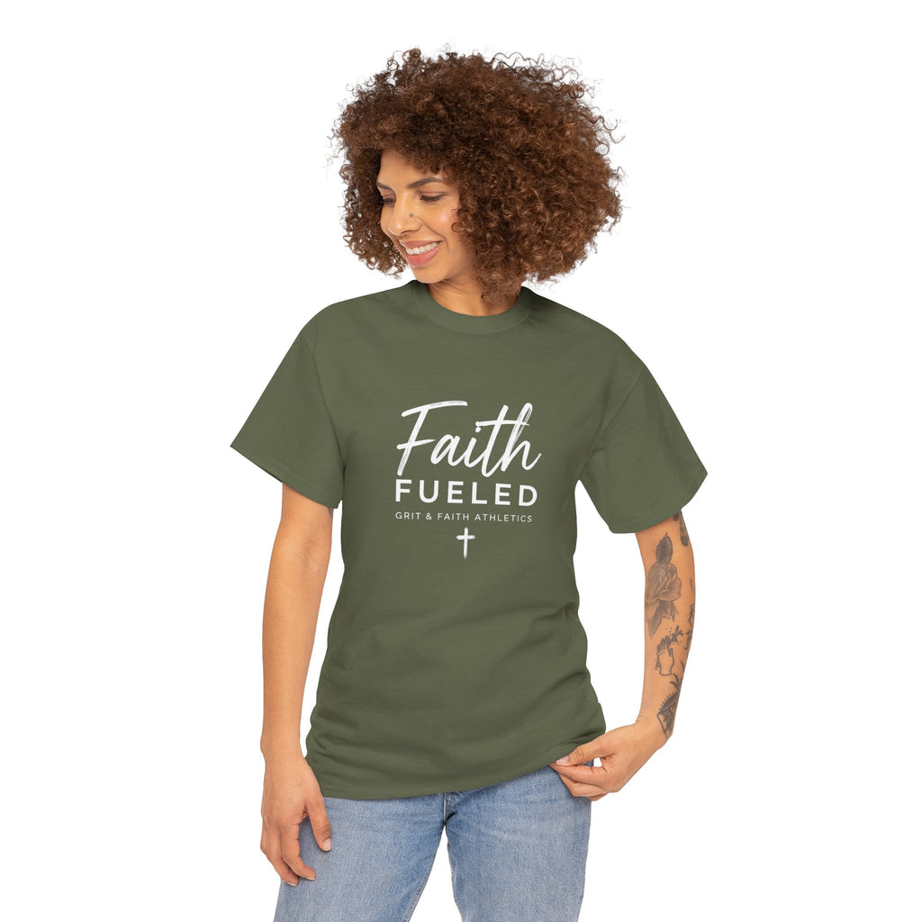 Grit and Faith T-Shirt — Faith Fueled Tee with Cross