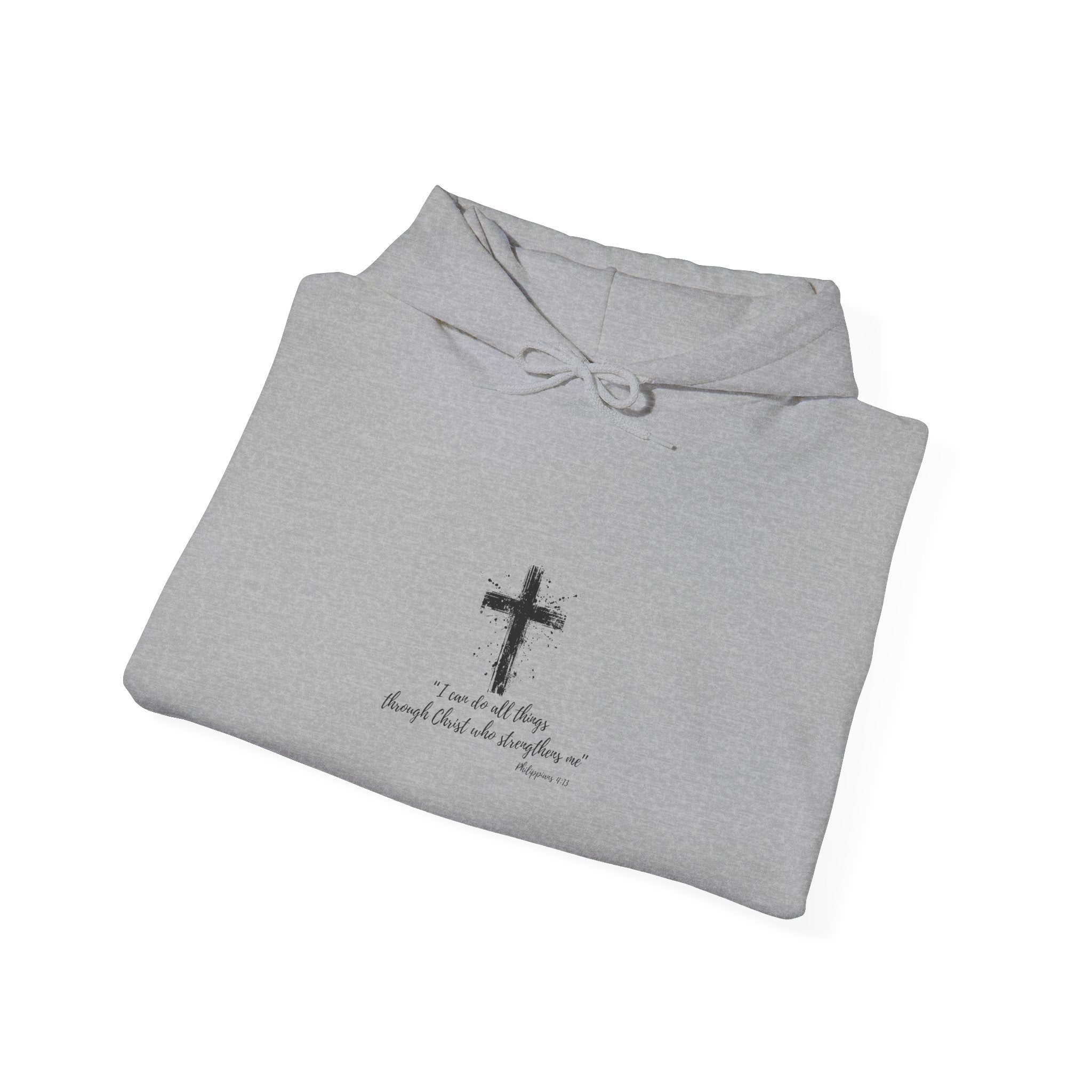 Grit & Faith Cross Hoodie - I Can do All Things Through Christ Comfortable Pullover