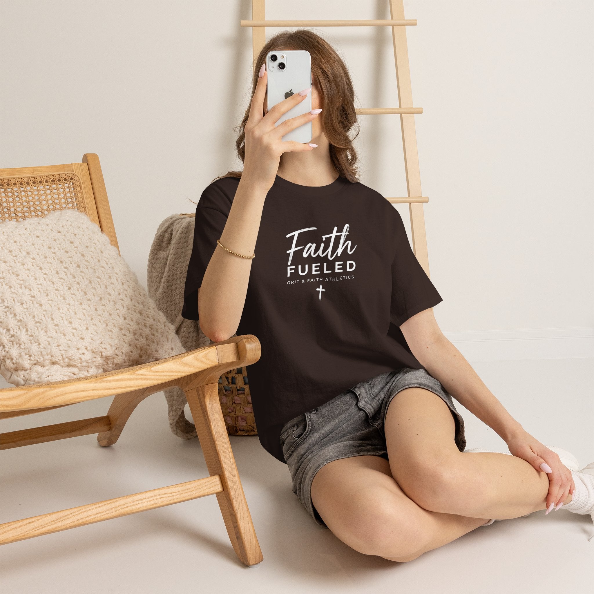 Grit and Faith T-Shirt — Faith Fueled Tee with Cross