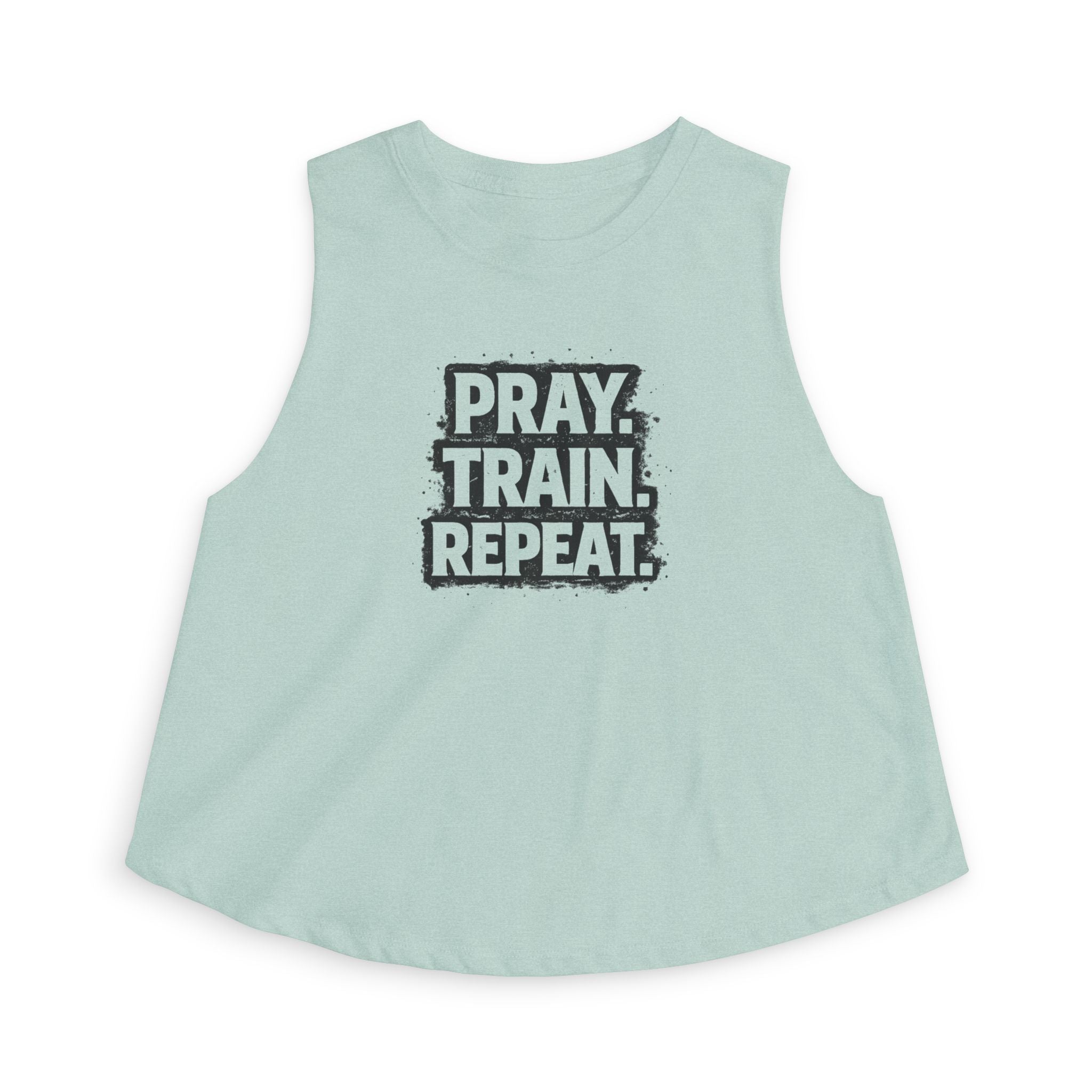 Grit and Grace Crop Top — "Pray. Train. Repeat." Fitness Tank