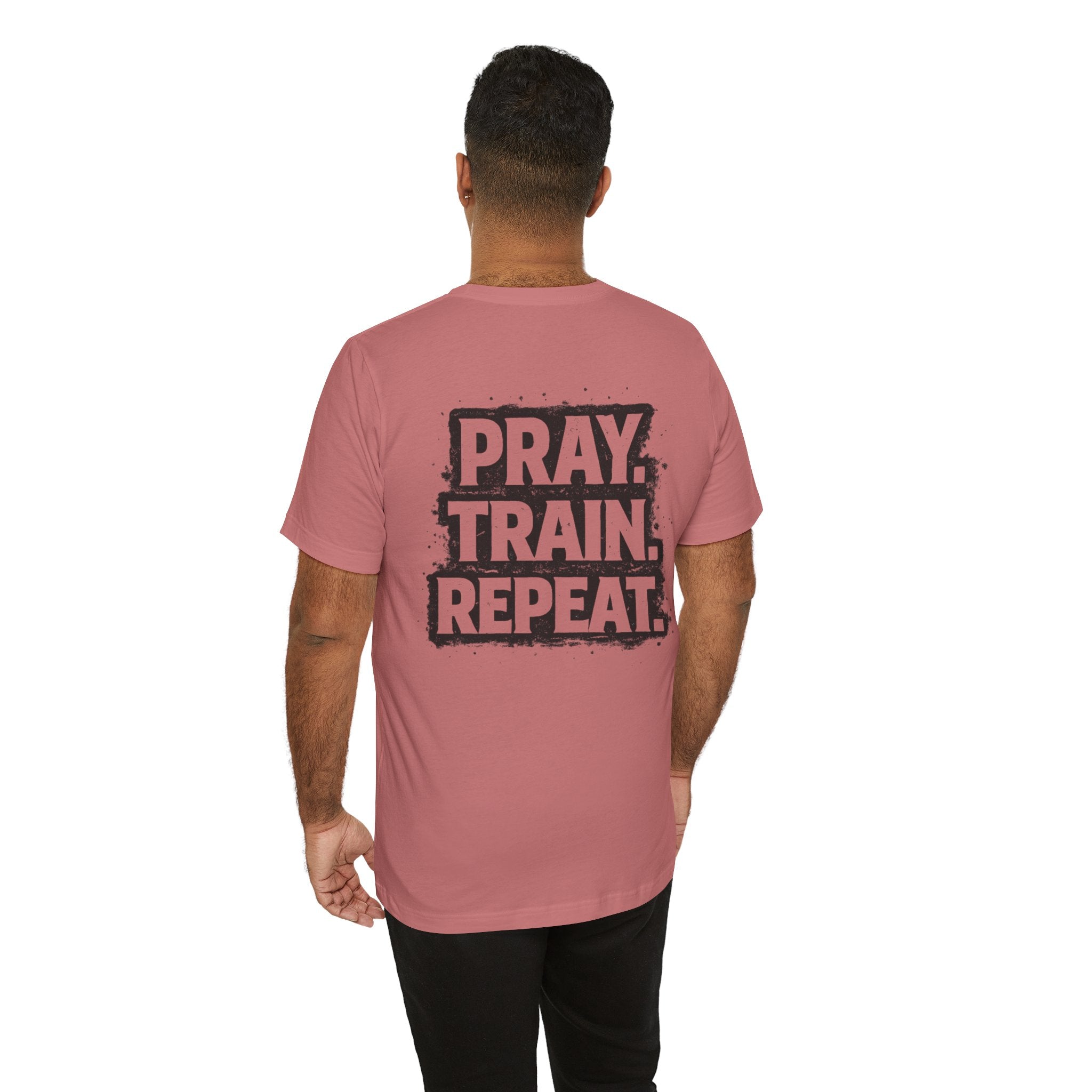 Grit and Faith T-Shirt — Pray. Train. Repeat. Faith & Fitness Tee