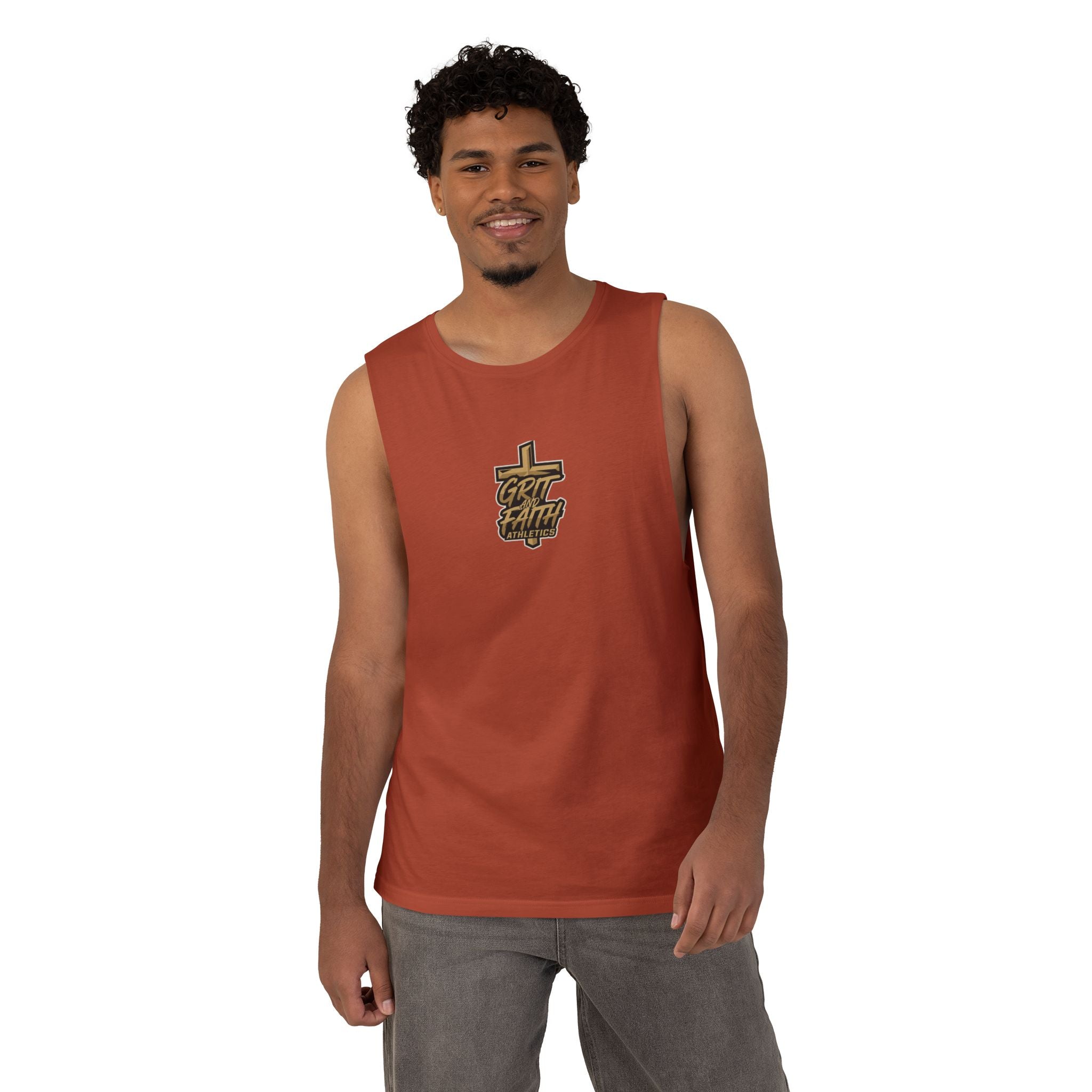 Grit and Faith Tank Top — Chest Graphic Logo