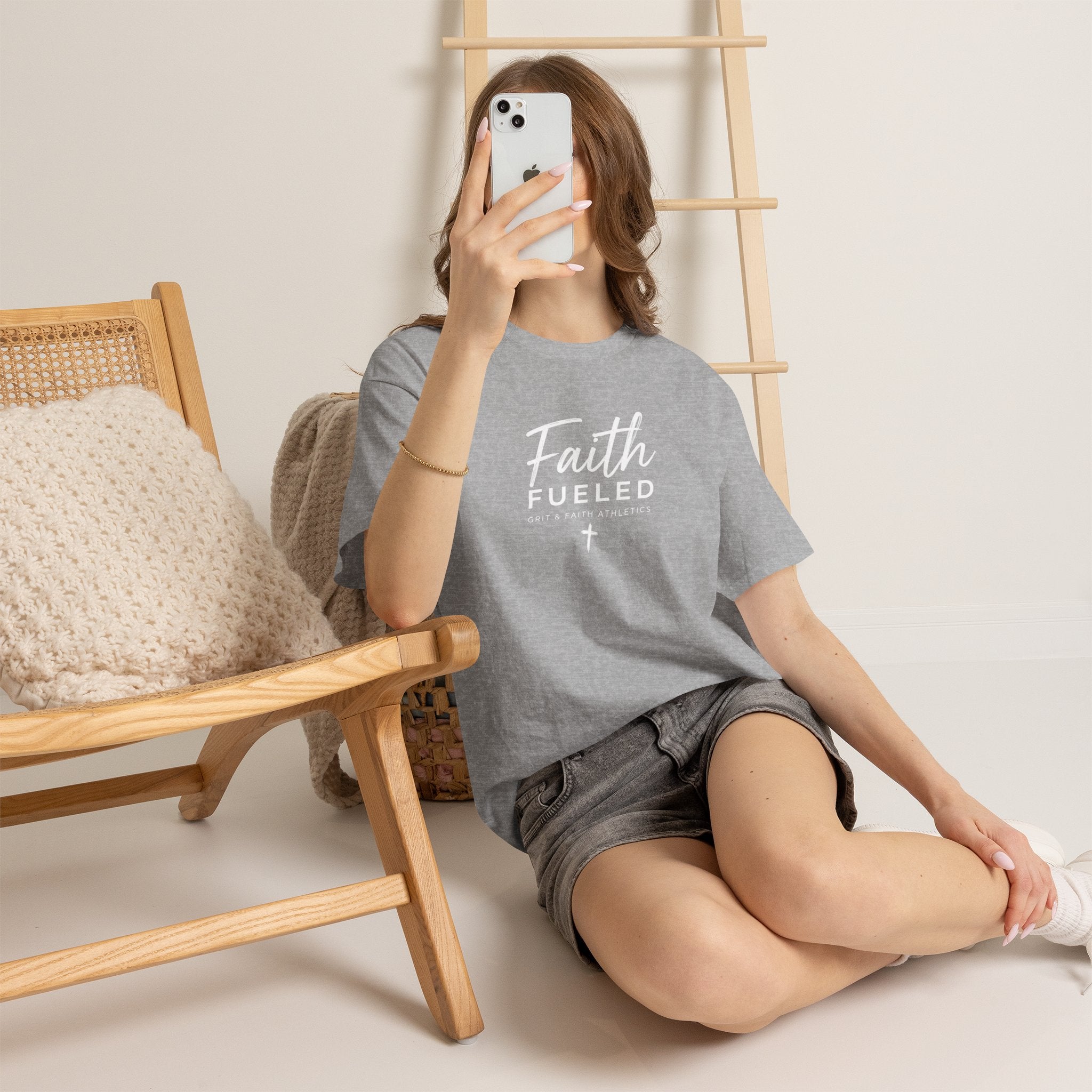 Grit and Faith T-Shirt — Faith Fueled Tee with Cross