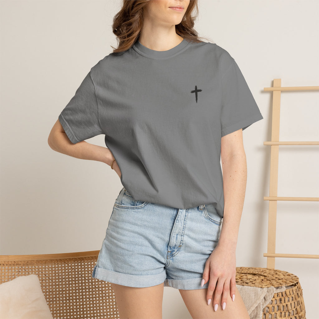 Grit and Faith Athletics T‑Shirt — Cross Chest Logo, Back Script Athletic Tee
