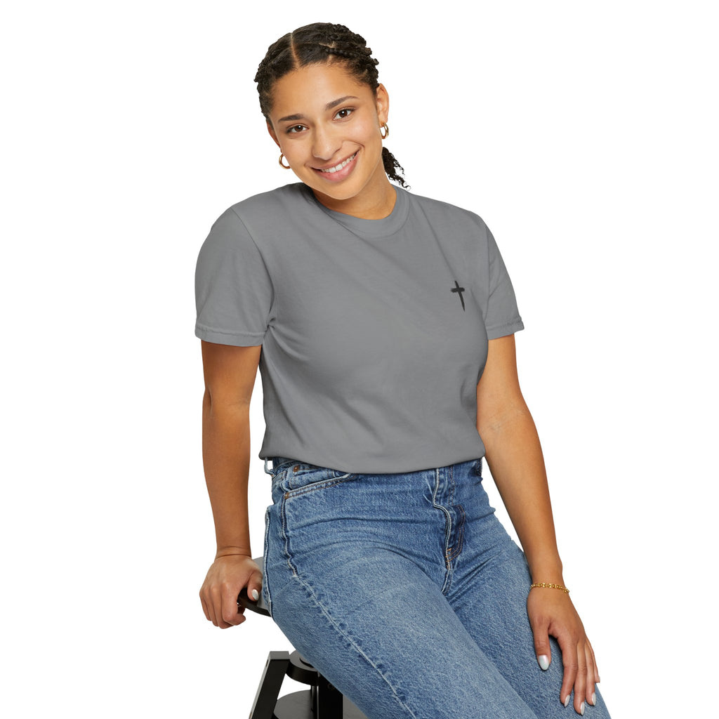Grit and Faith Athletics T‑Shirt — Cross Chest Logo, Back Script Athletic Tee