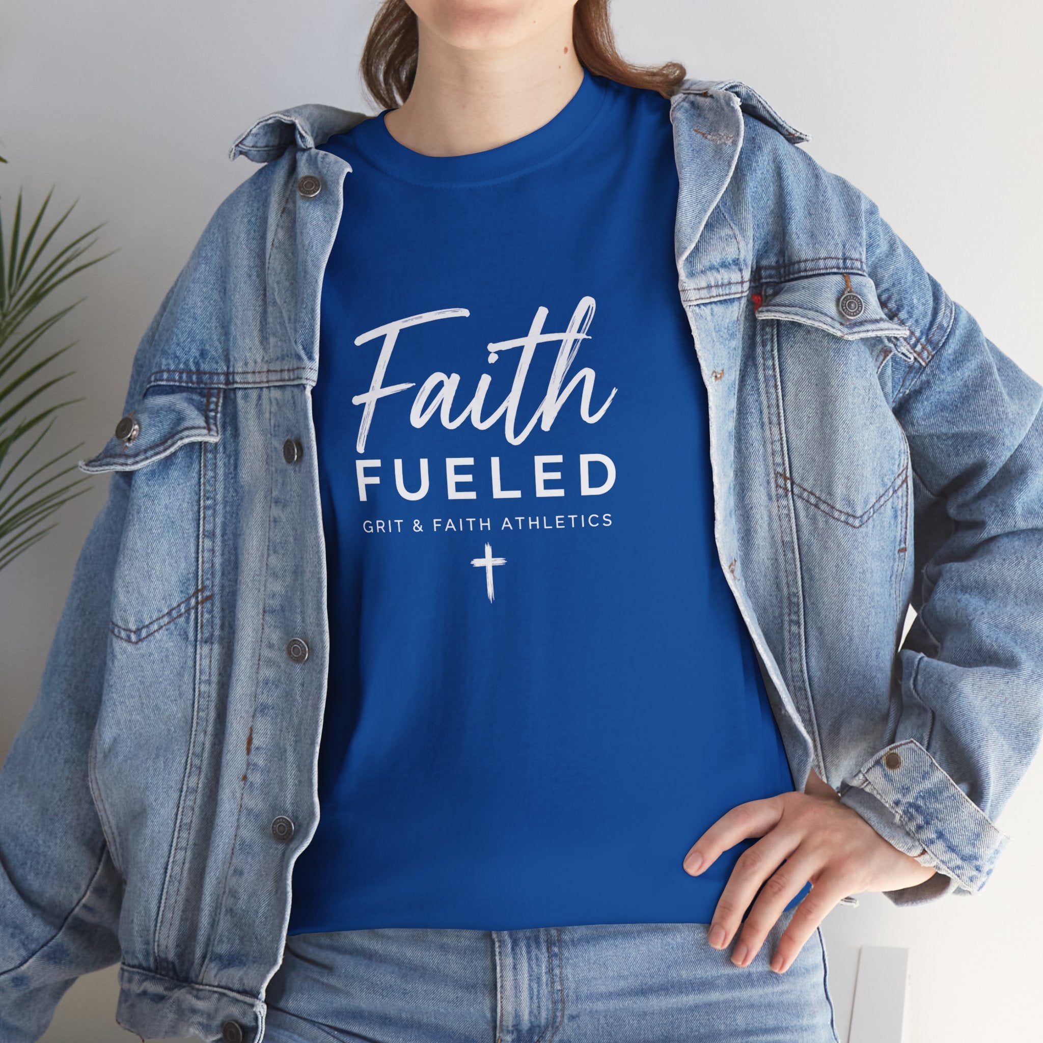 Grit and Faith T-Shirt — Faith Fueled Tee with Cross
