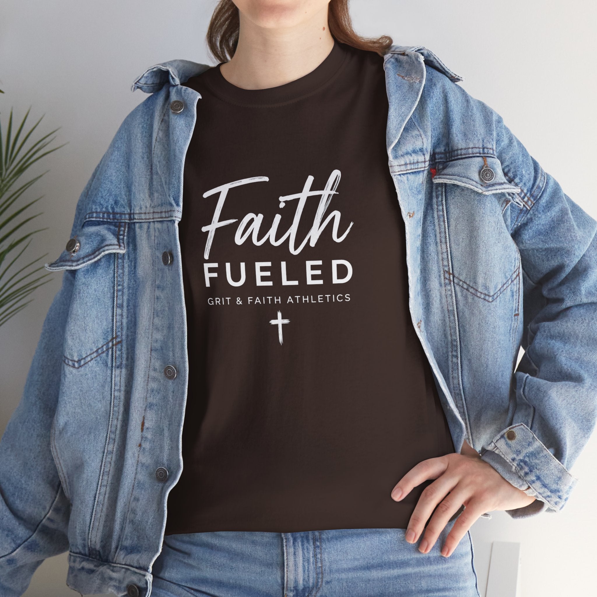 Grit and Faith T-Shirt — Faith Fueled Tee with Cross
