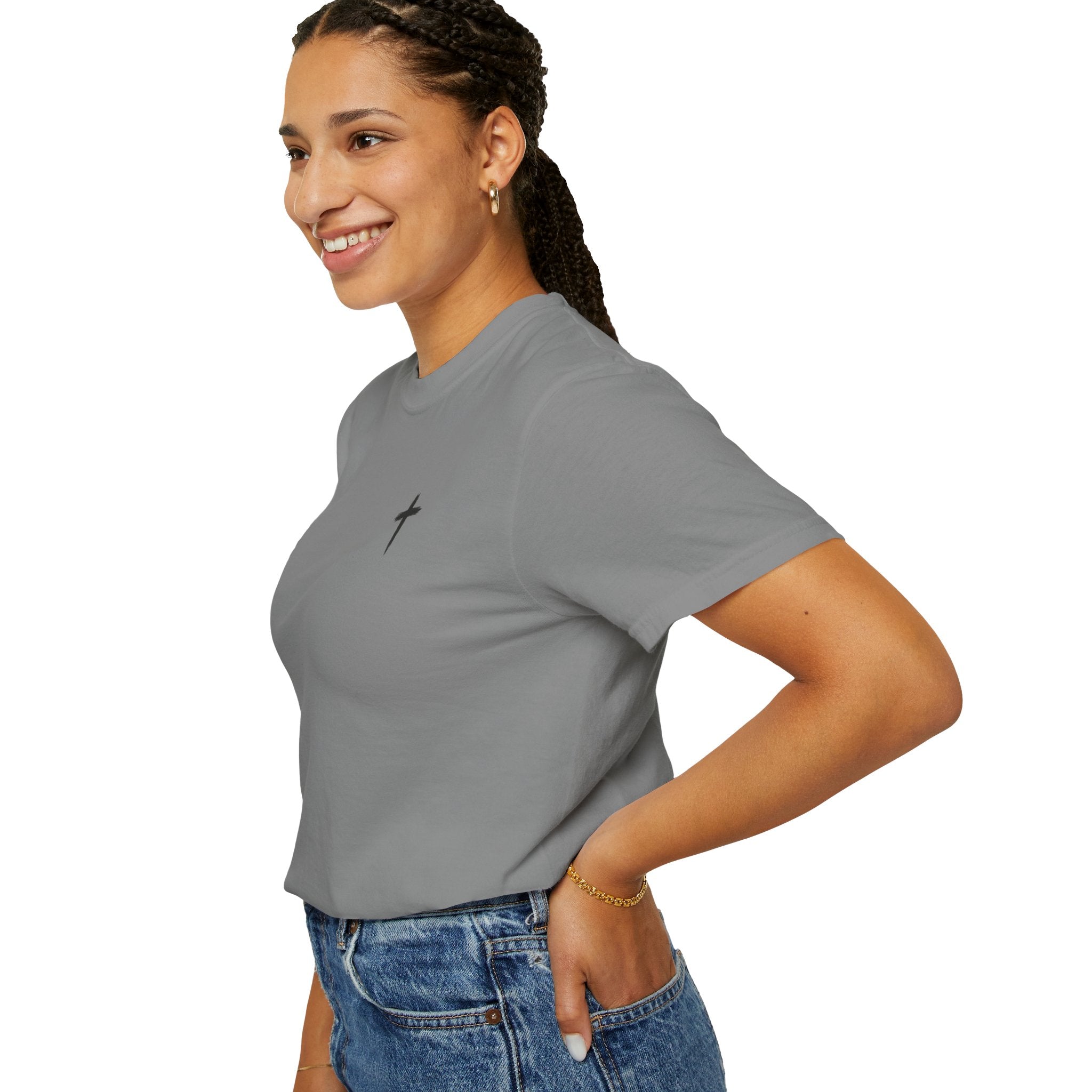 Grit and Faith Athletics T‑Shirt — Cross Chest Logo, Back Script Athletic Tee