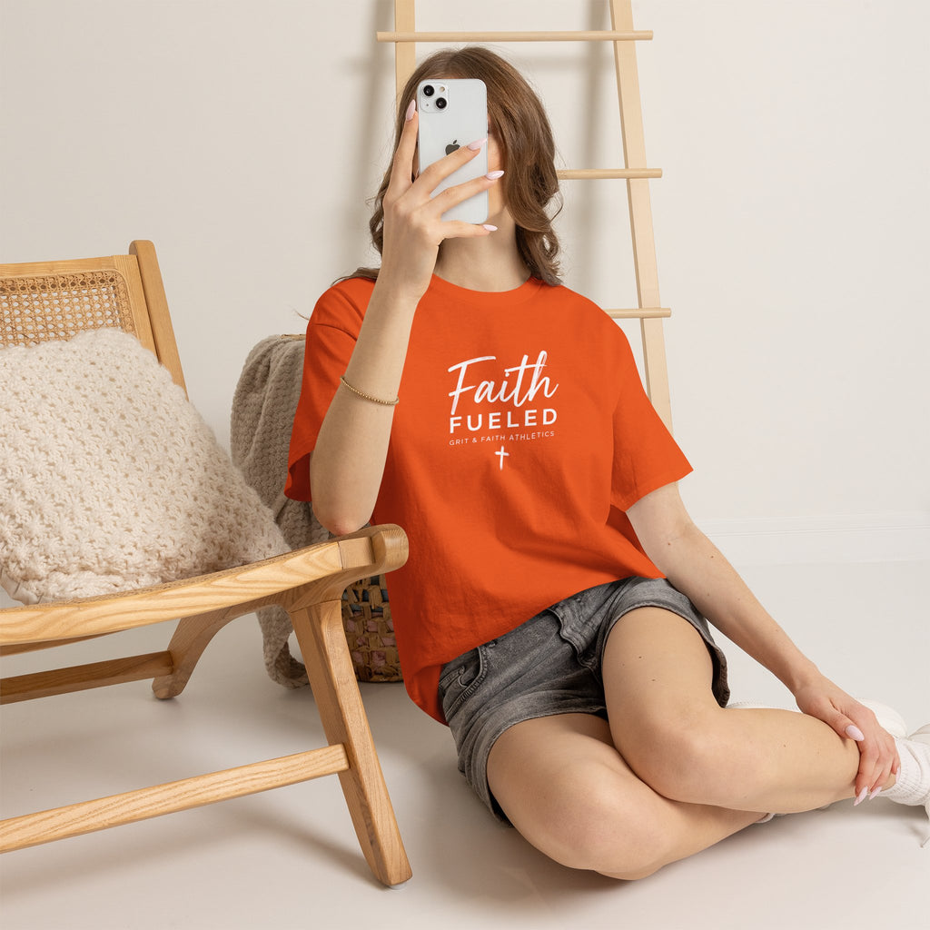 Grit and Faith T-Shirt — Faith Fueled Tee with Cross