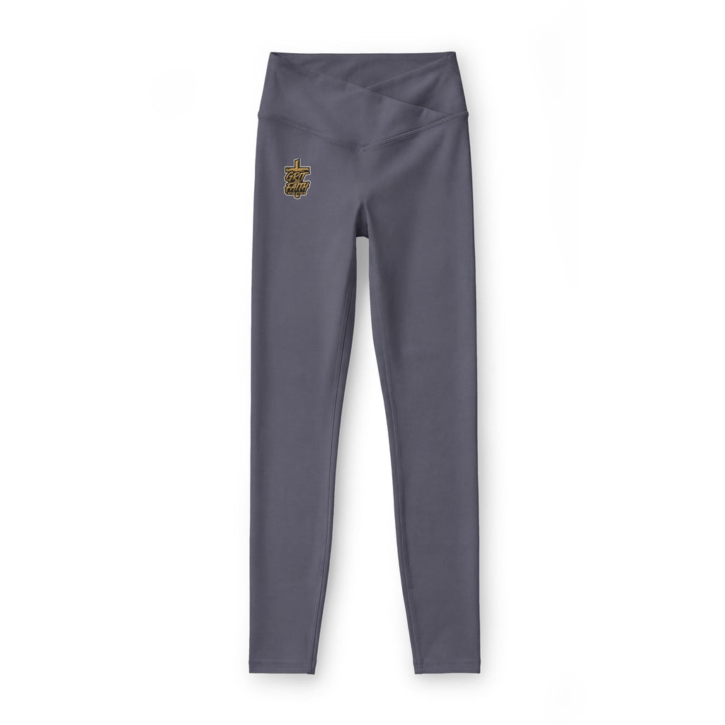 Grit and Faith Women’s Luxe Leggings — High-Waist Athletic Leggings with Gold Logo