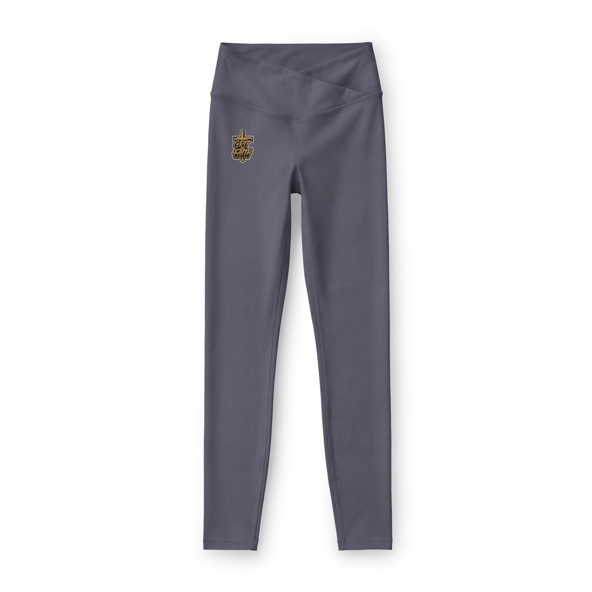 Grit and Faith Women’s Luxe Leggings — High-Waist Athletic Leggings with Gold Logo