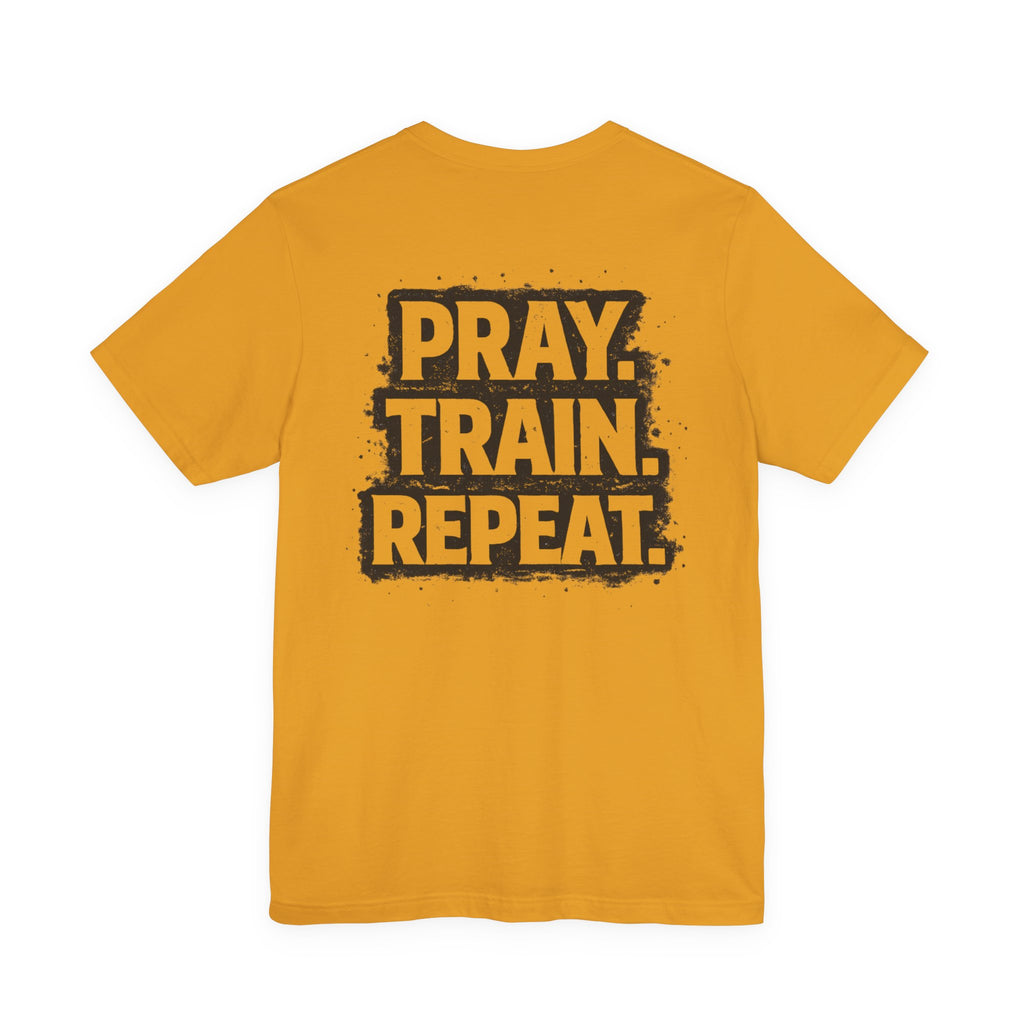 Grit and Faith T-Shirt — Pray. Train. Repeat. Faith & Fitness Tee