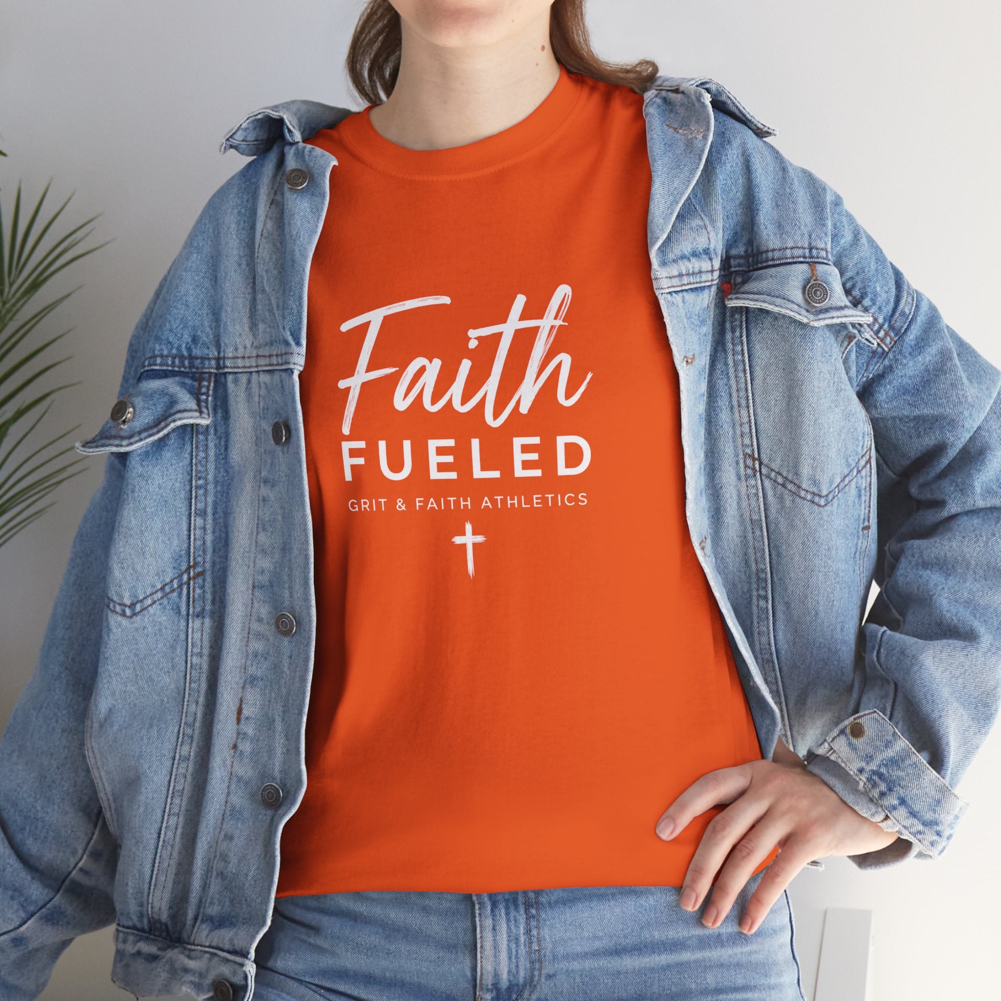 Grit and Faith T-Shirt — Faith Fueled Tee with Cross