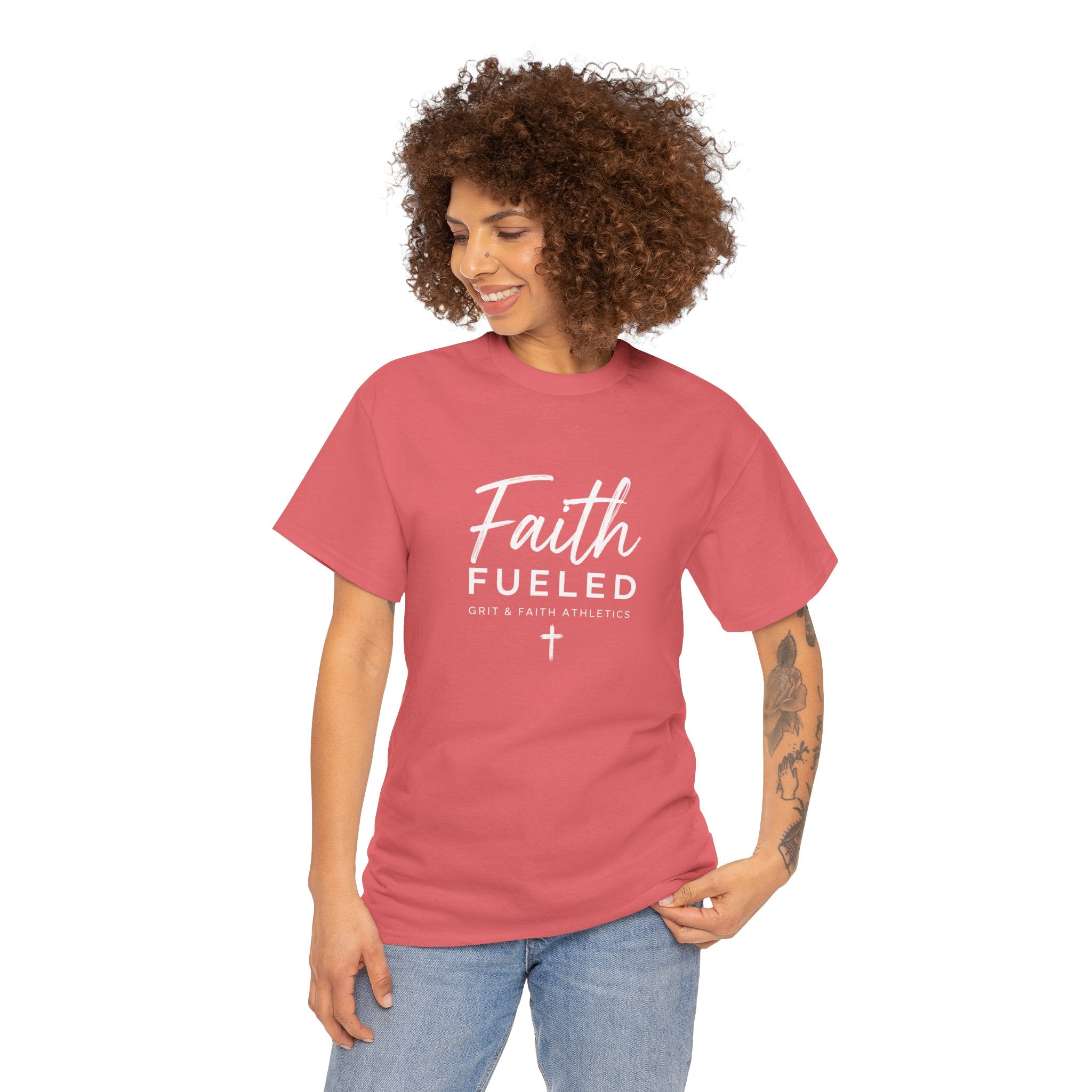 Grit and Faith T-Shirt — Faith Fueled Tee with Cross