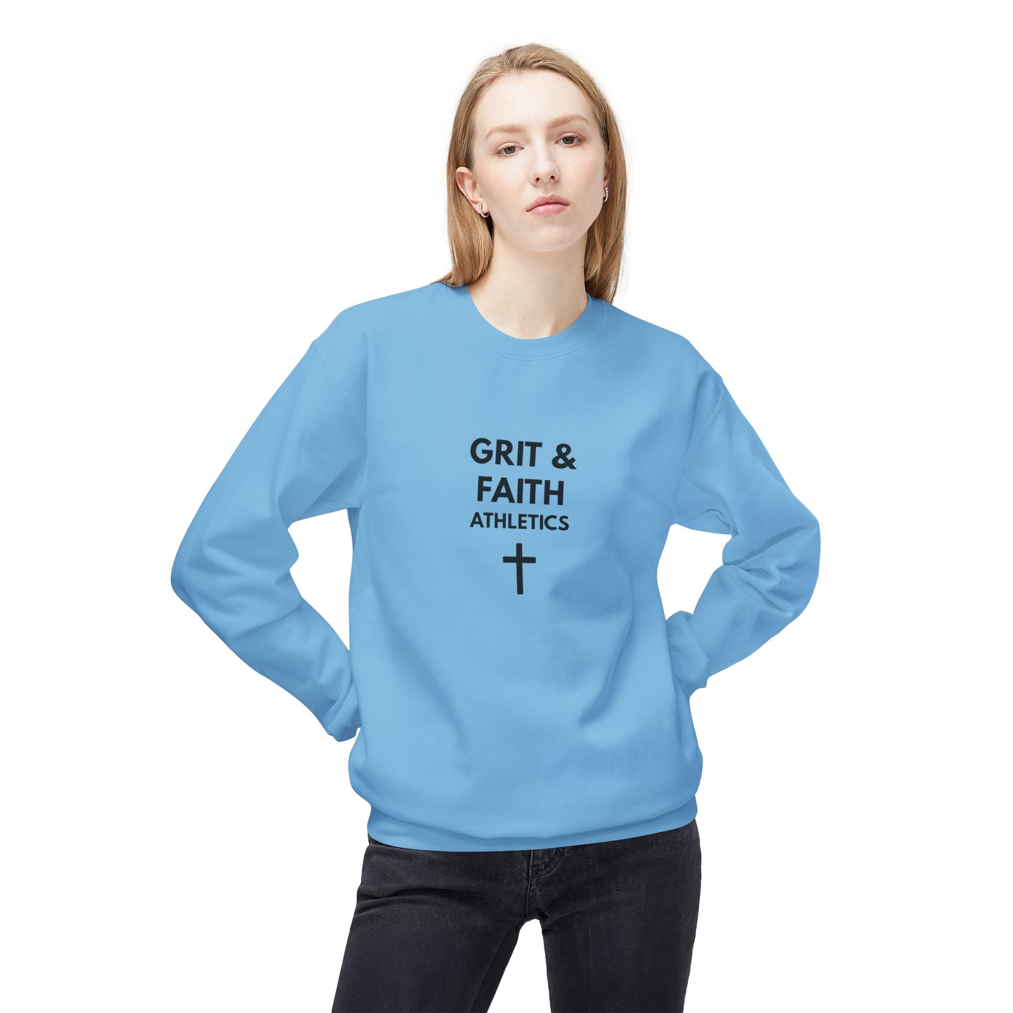 Grit and Faith Athletics Crewneck Sweatshirt — Christian Inspirational Pullover
