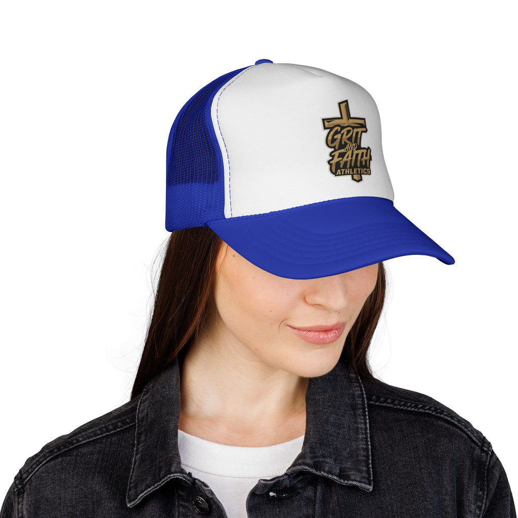Grit & Faith Trucker Cap – Cross Logo Mesh Hat