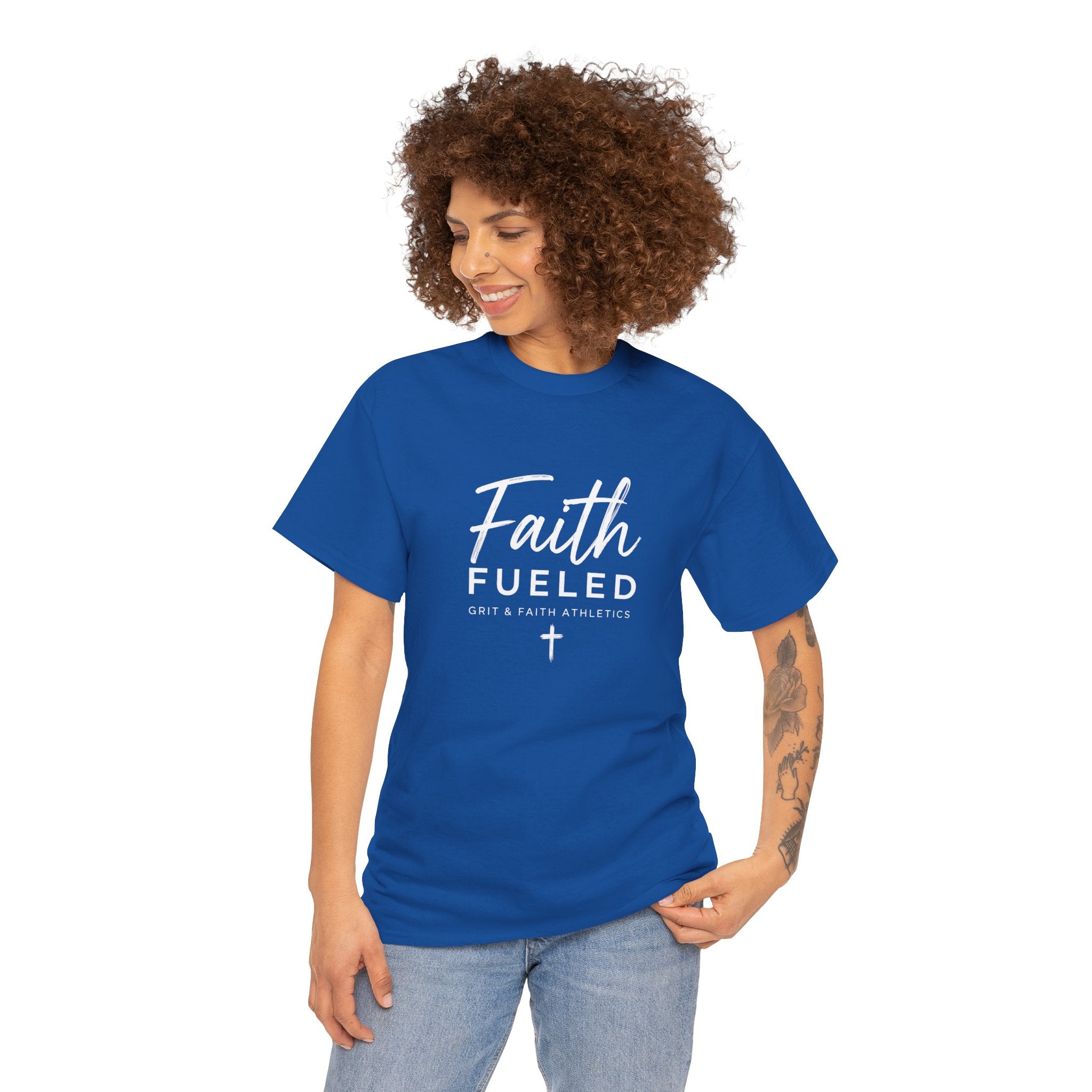 Grit and Faith T-Shirt — Faith Fueled Tee with Cross