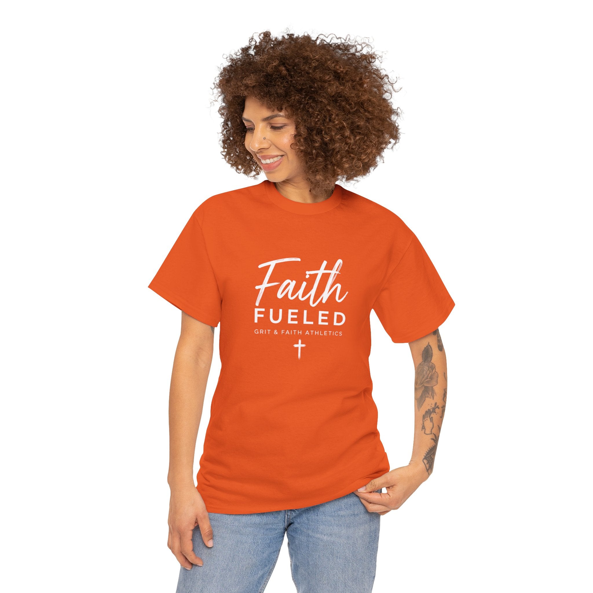 Grit and Faith T-Shirt — Faith Fueled Tee with Cross