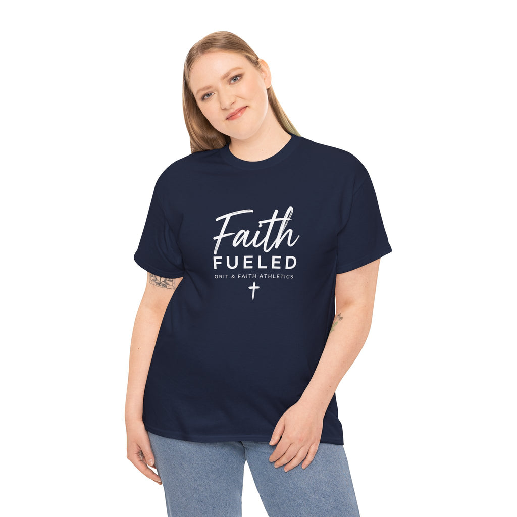 Grit and Faith T-Shirt — Faith Fueled Tee with Cross