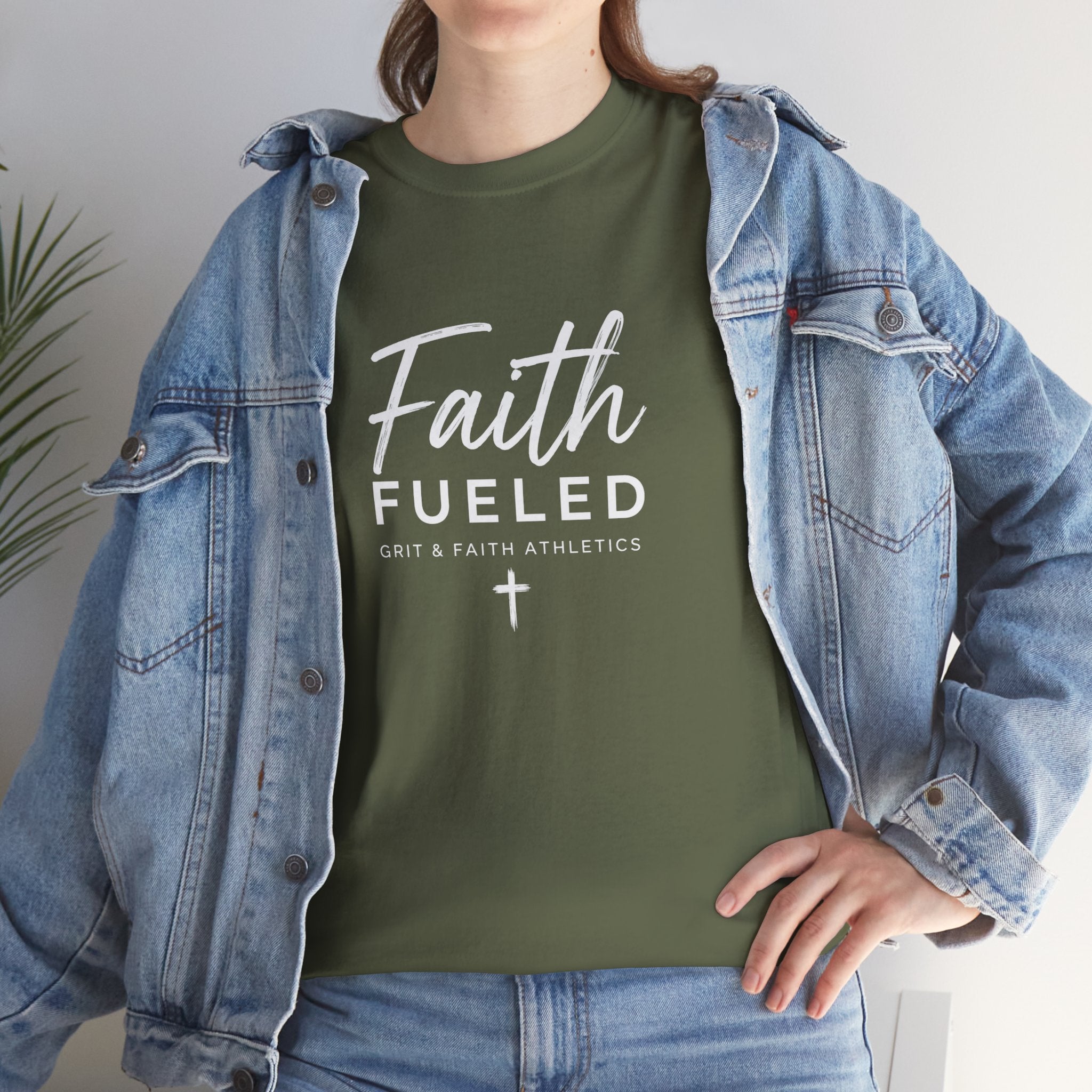 Grit and Faith T-Shirt — Faith Fueled Tee with Cross