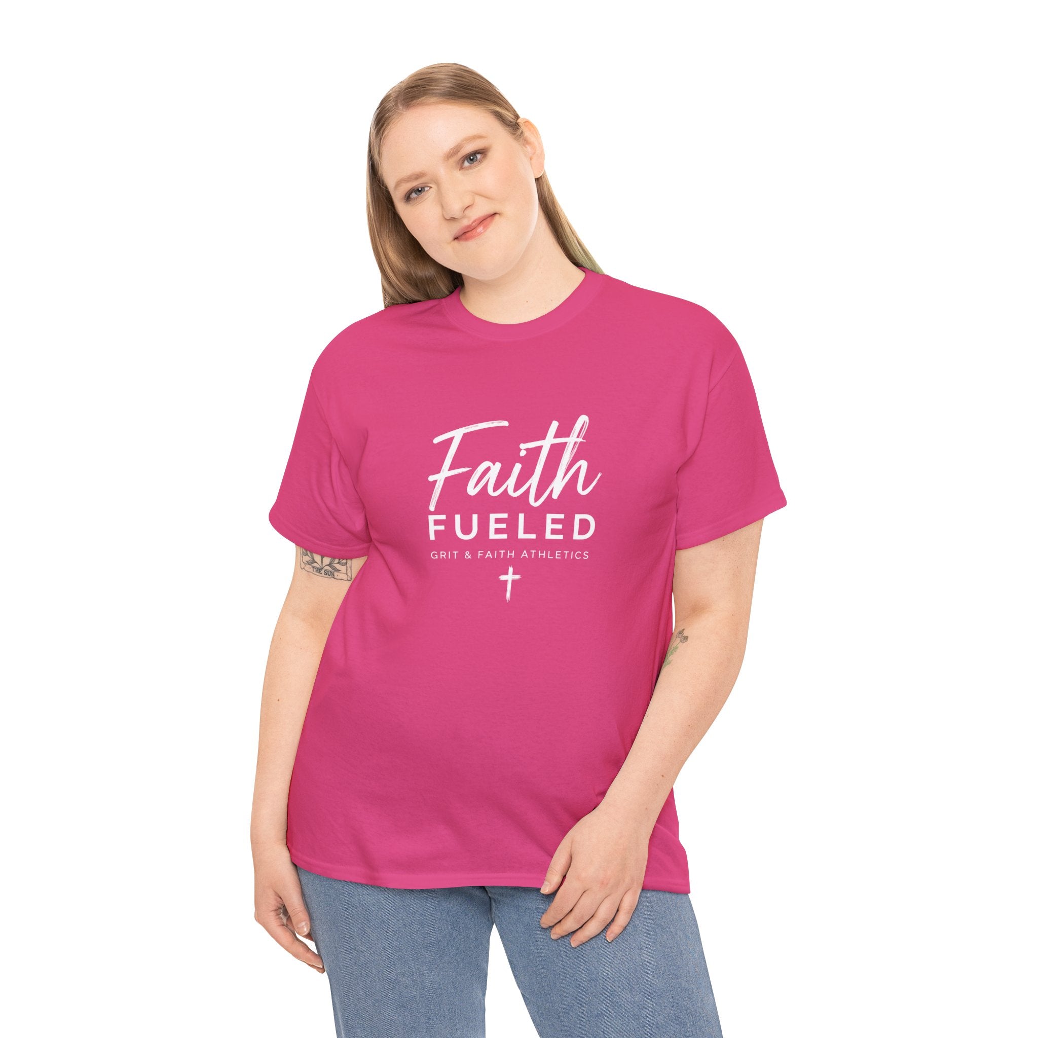 Grit and Faith T-Shirt — Faith Fueled Tee with Cross