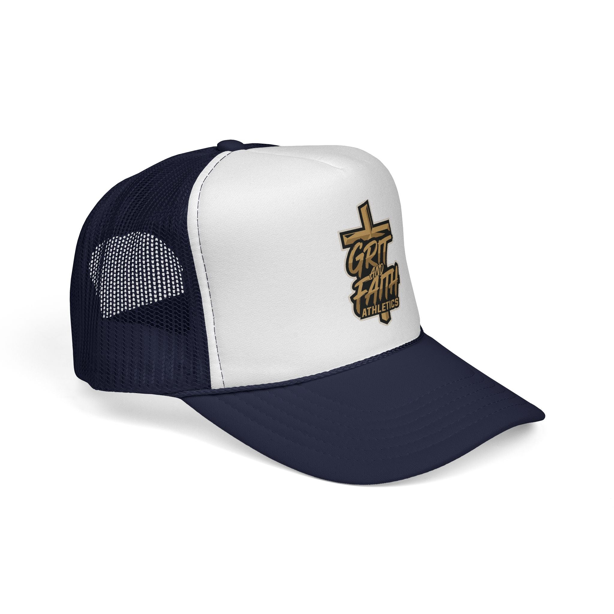 Grit & Faith Trucker Cap – Cross Logo Mesh Hat
