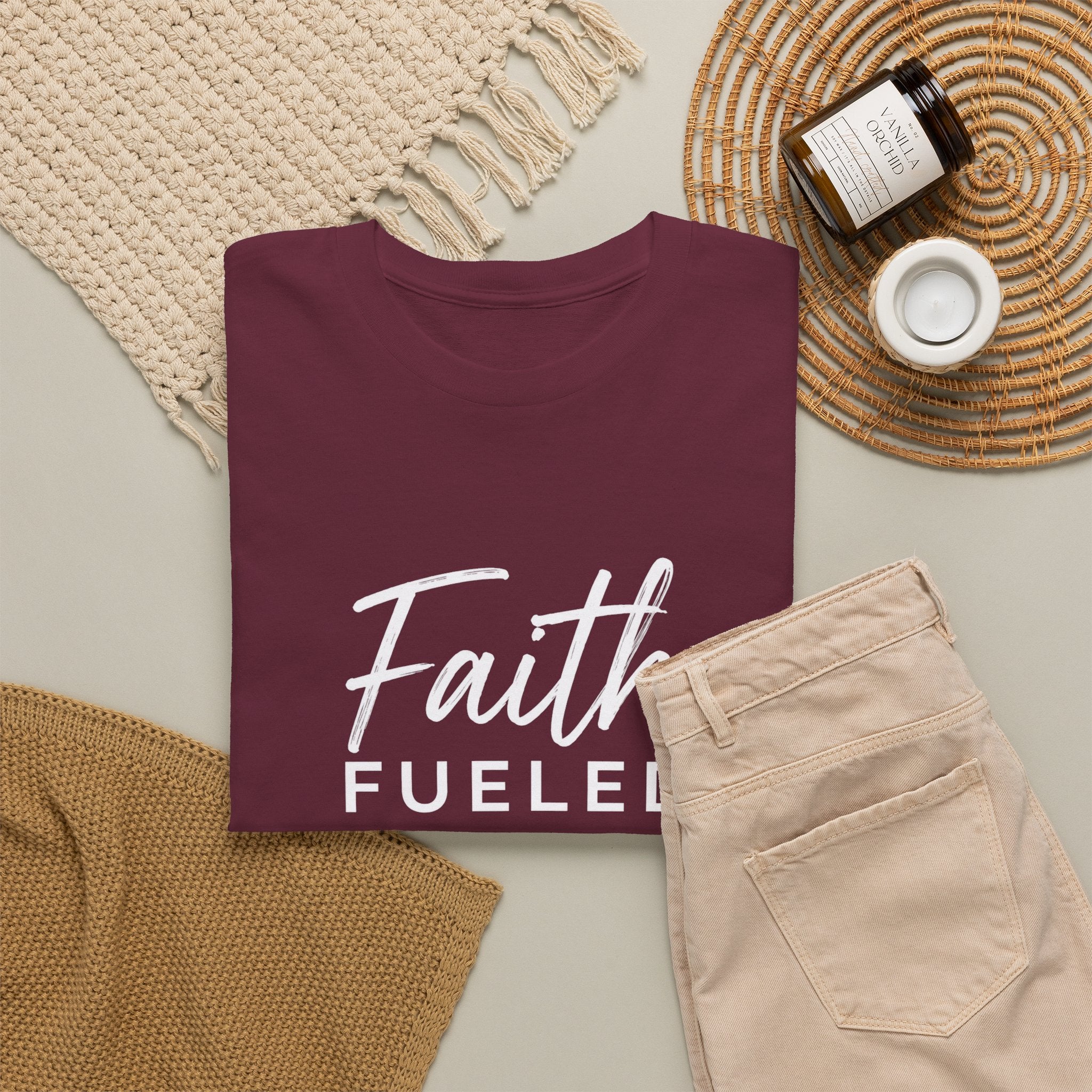 Grit and Faith T-Shirt — Faith Fueled Tee with Cross