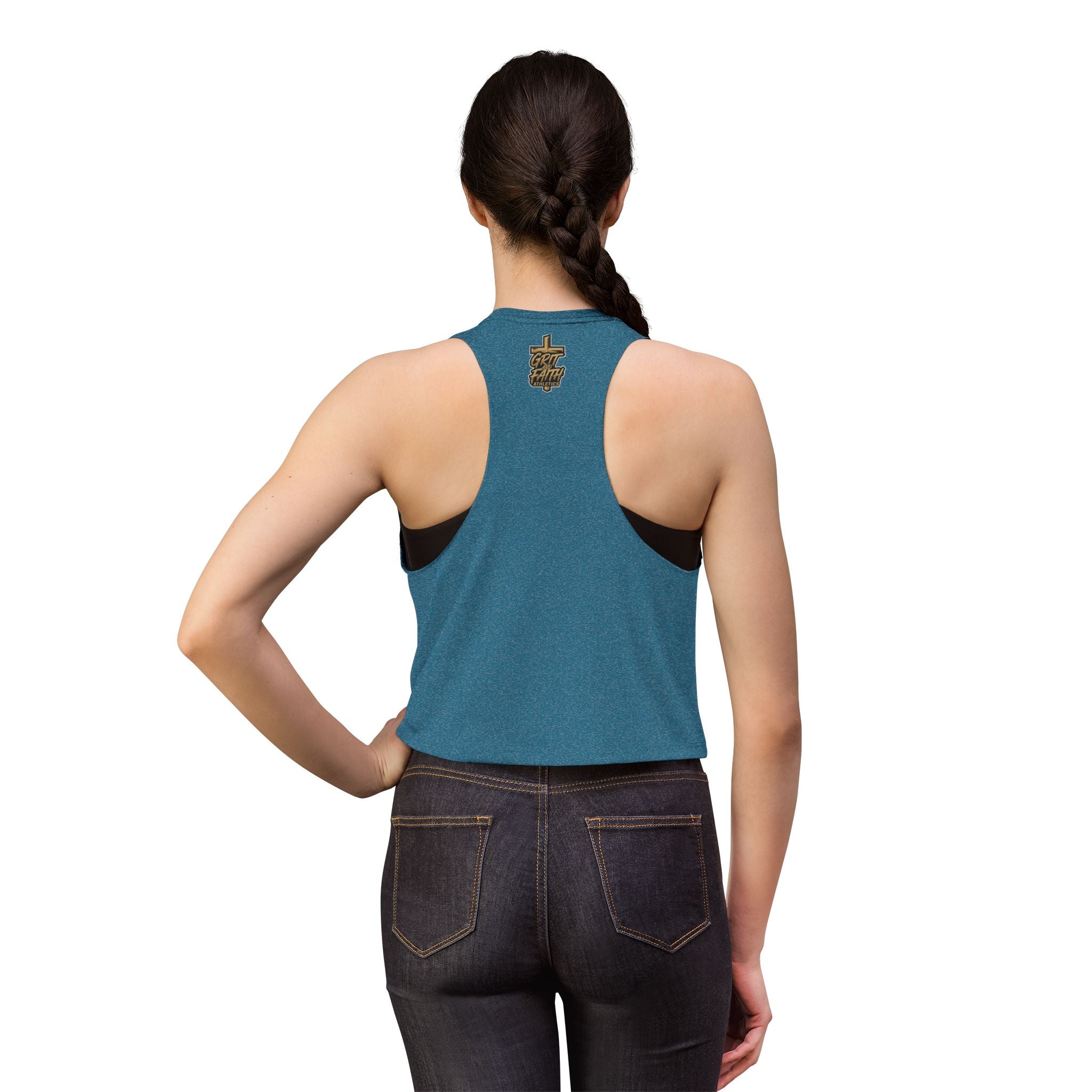 Grit and Grace Crop Top — "Pray. Train. Repeat." Fitness Tank