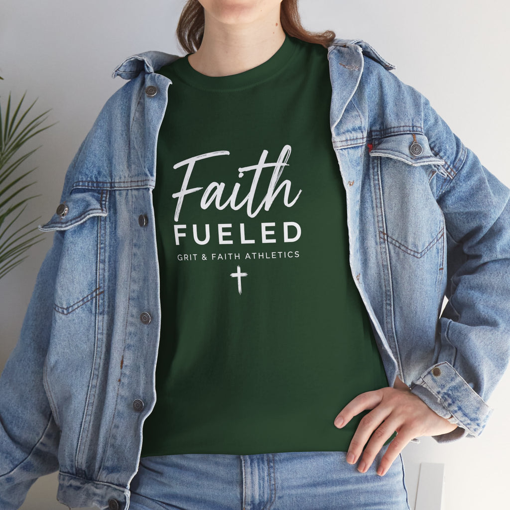 Grit and Faith T-Shirt — Faith Fueled Tee with Cross