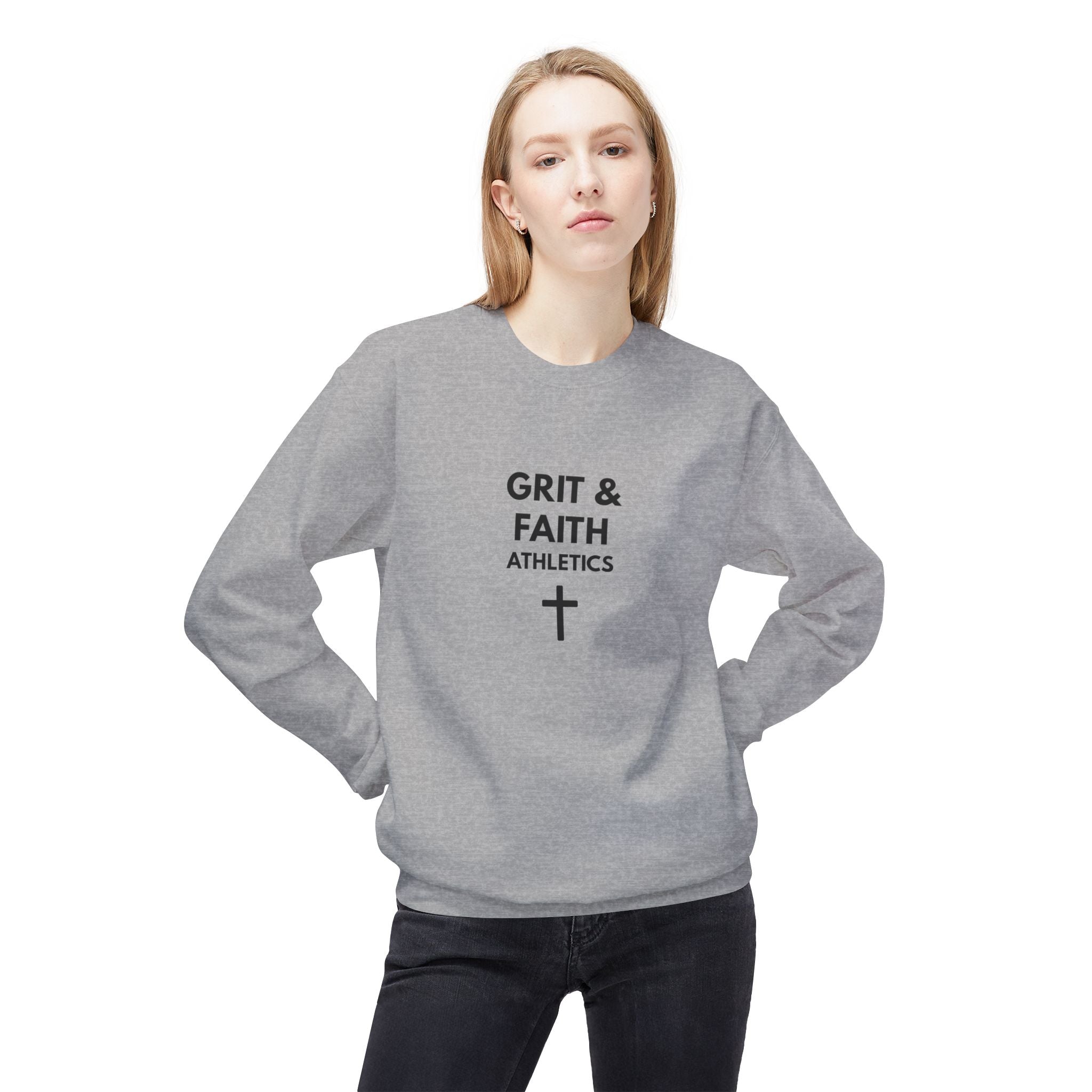 Grit and Faith Athletics Crewneck Sweatshirt — Christian Inspirational Pullover