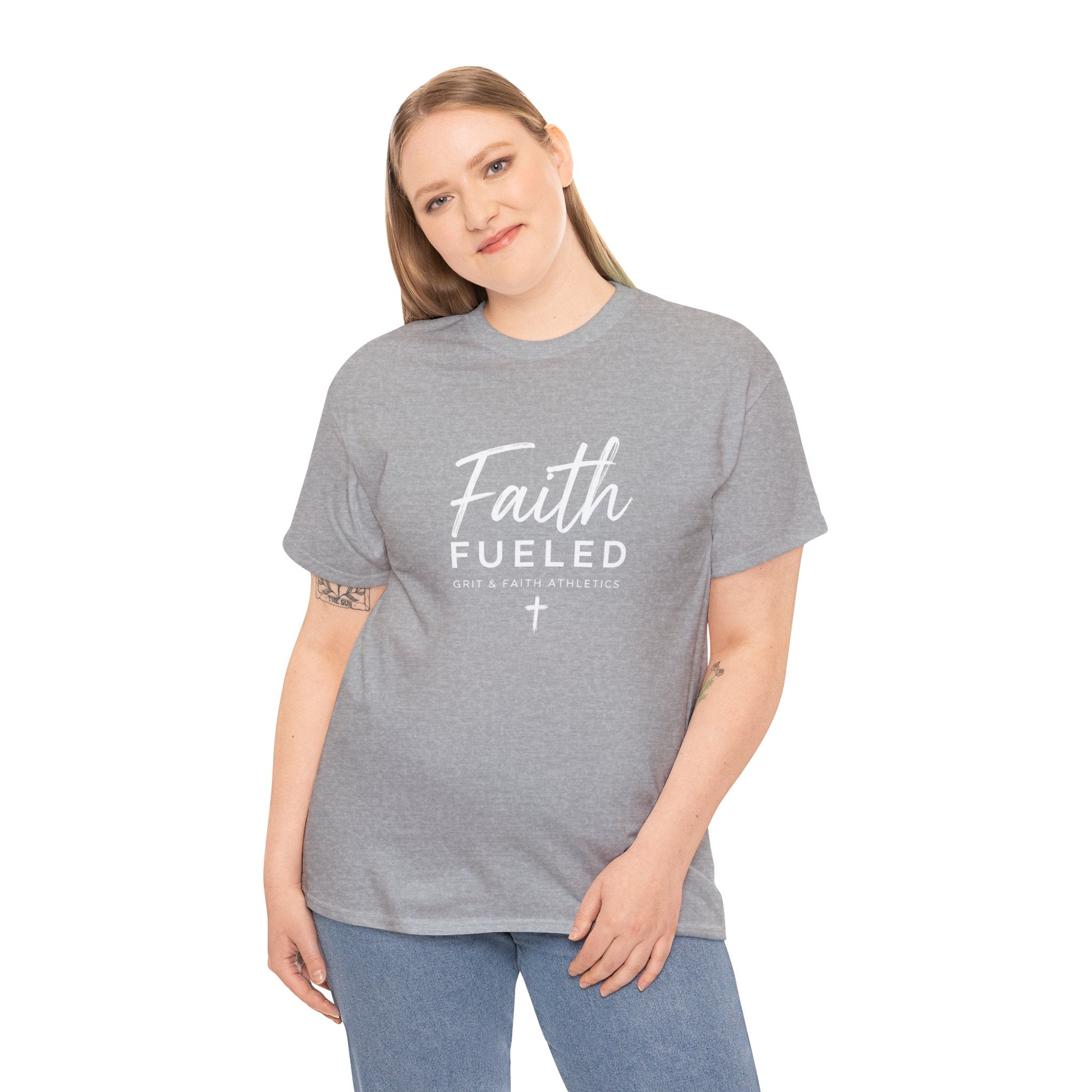 Grit and Faith T-Shirt — Faith Fueled Tee with Cross