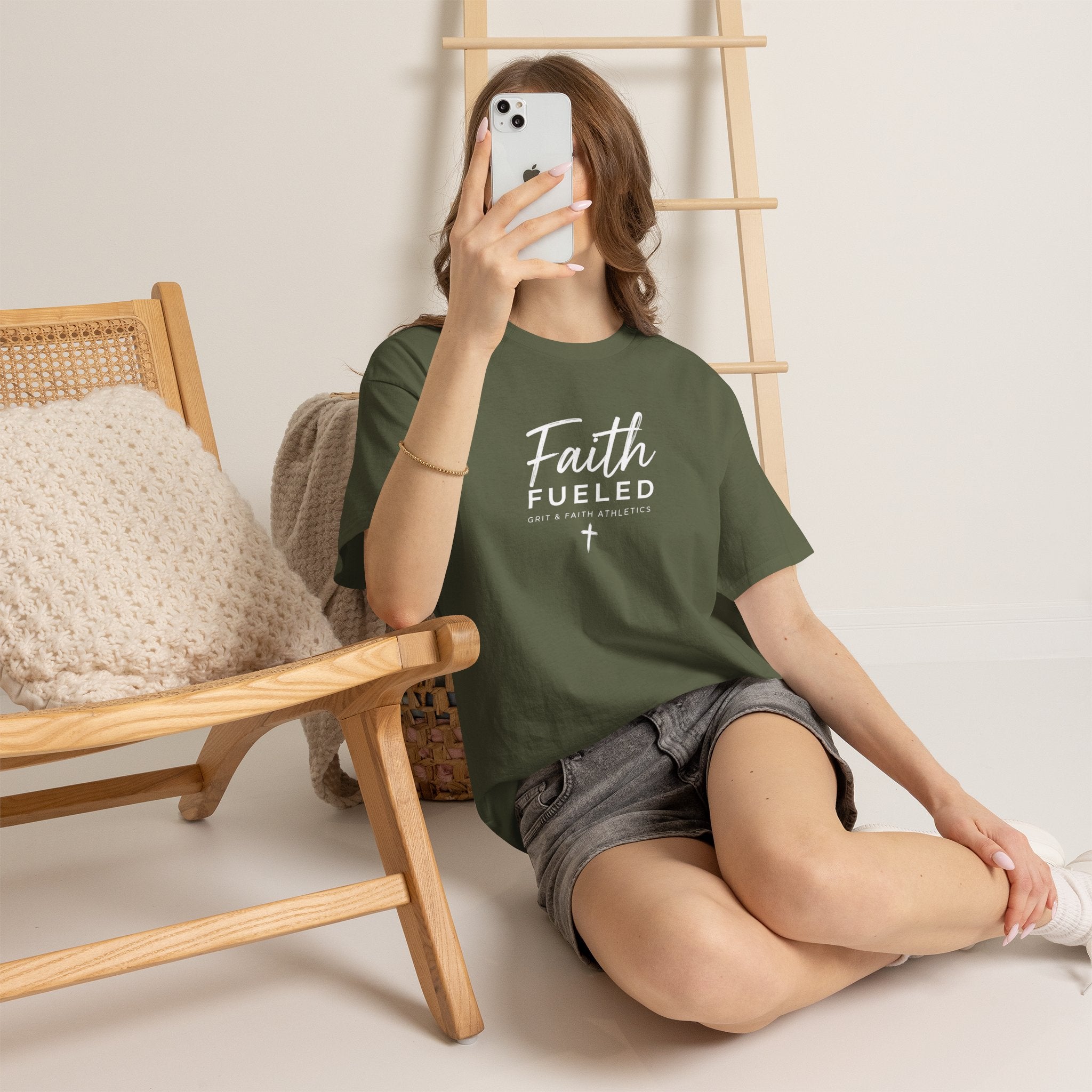 Grit and Faith T-Shirt — Faith Fueled Tee with Cross