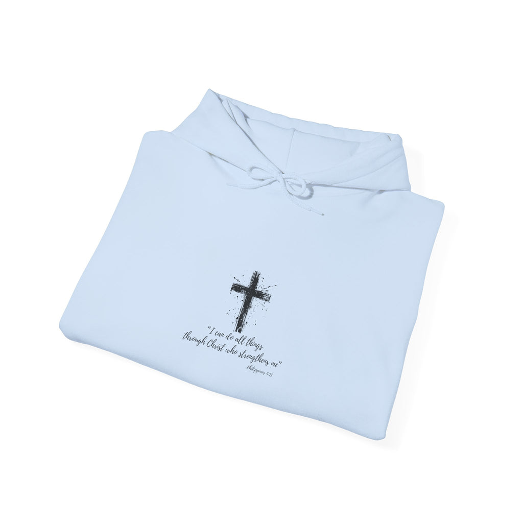 Grit & Faith Cross Hoodie - I Can do All Things Through Christ Comfortable Pullover