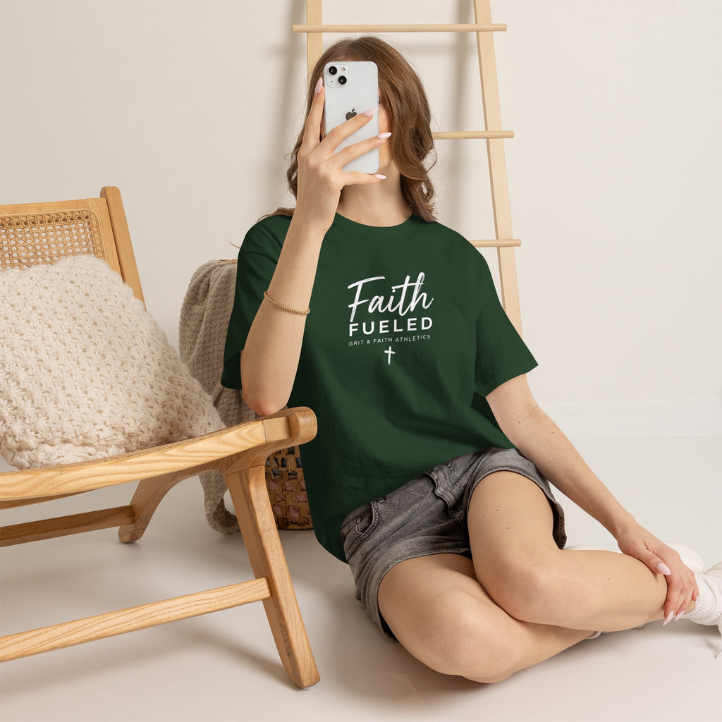 Grit and Faith T-Shirt — Faith Fueled Tee with Cross