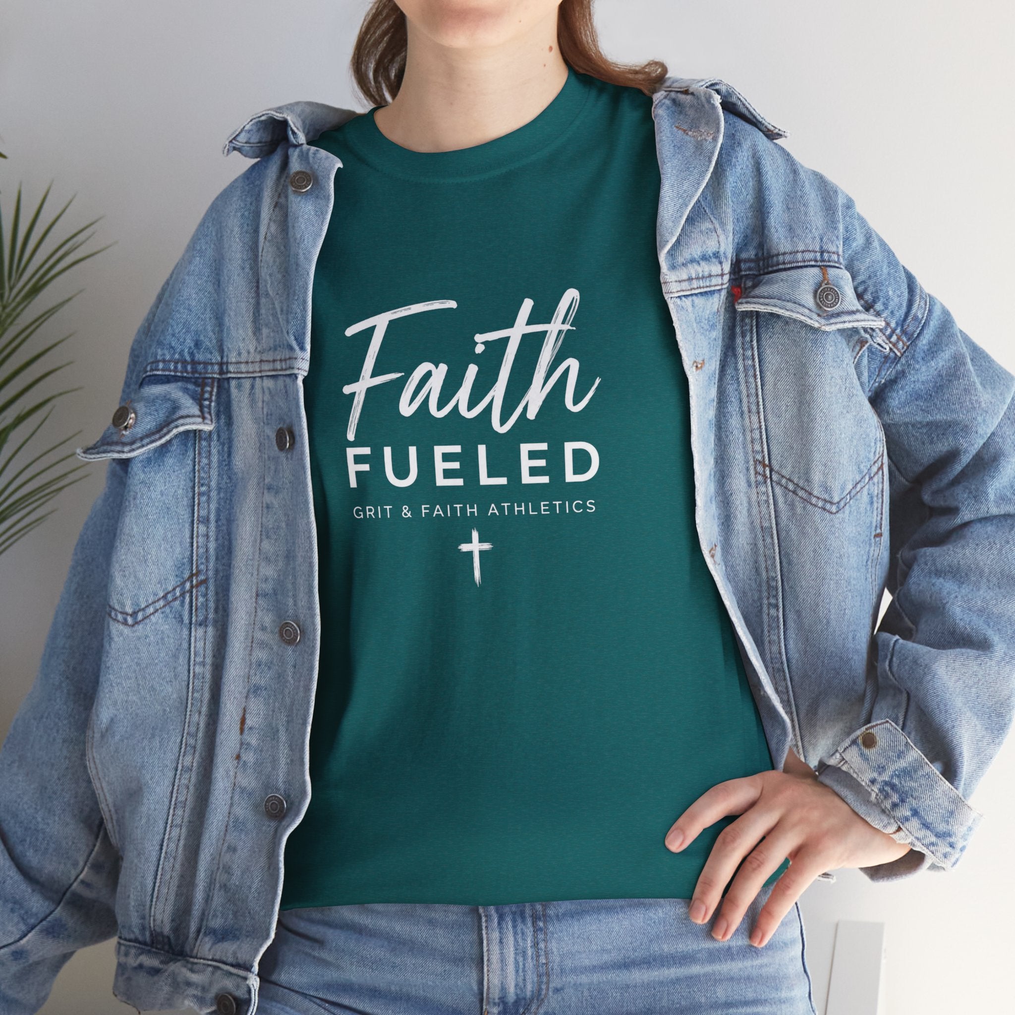 Grit and Faith T-Shirt — Faith Fueled Tee with Cross