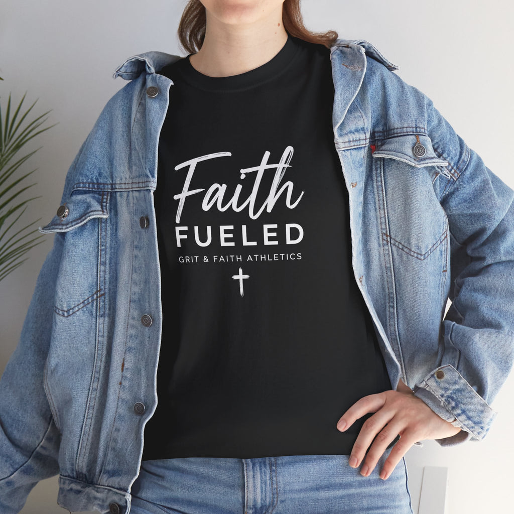 Grit and Faith T-Shirt — Faith Fueled Tee with Cross
