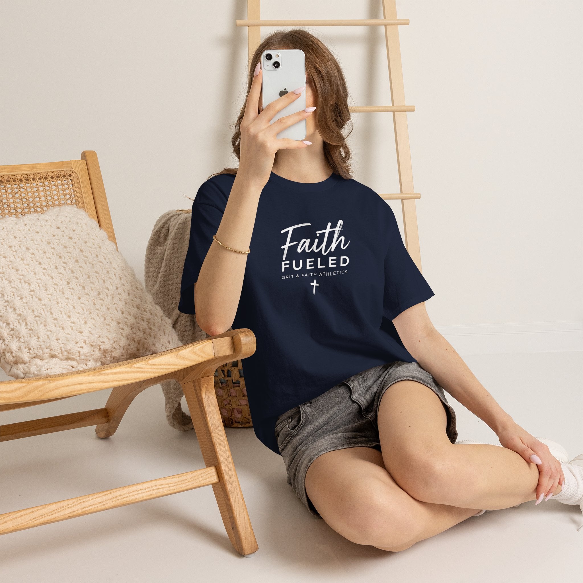 Grit and Faith T-Shirt — Faith Fueled Tee with Cross