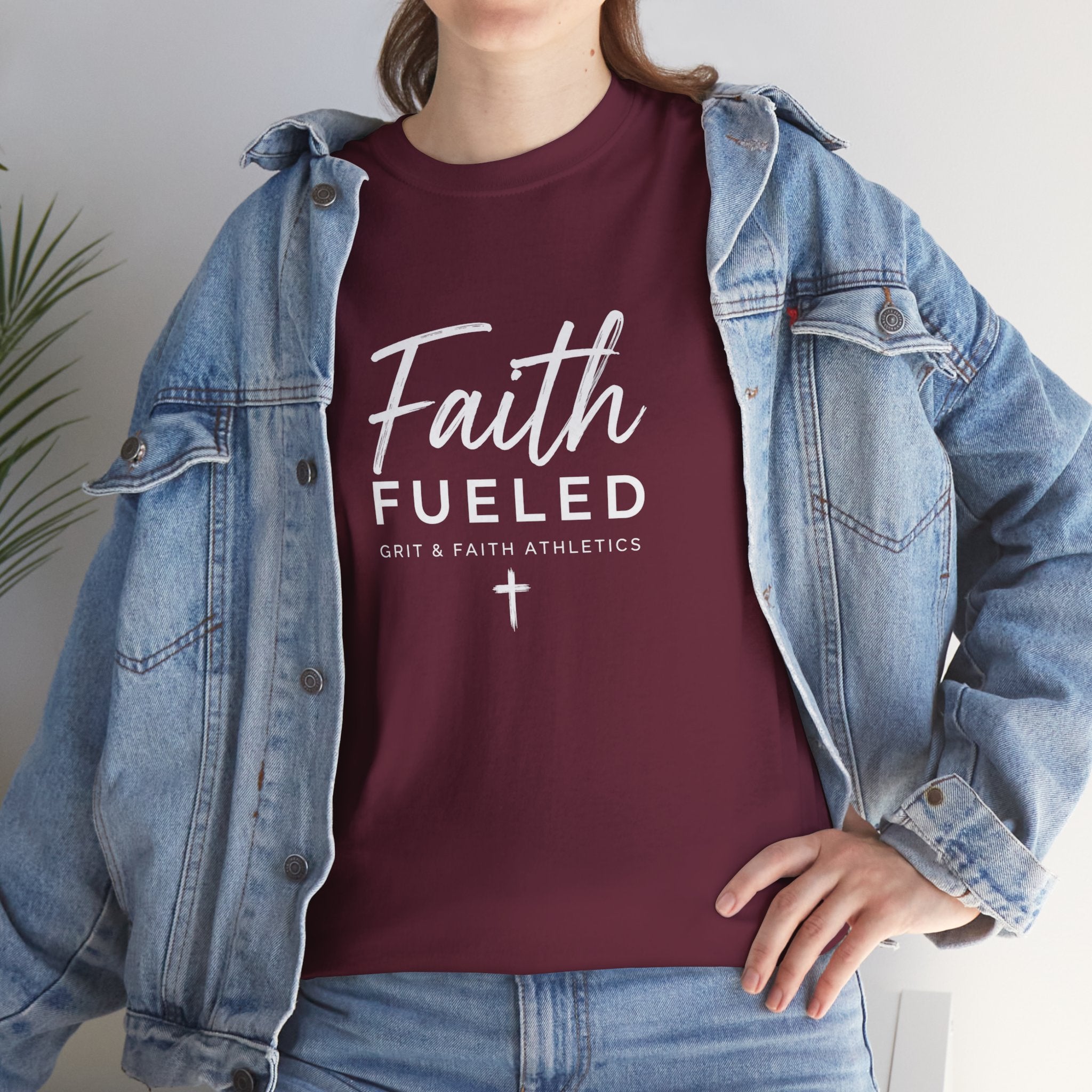 Grit and Faith T-Shirt — Faith Fueled Tee with Cross