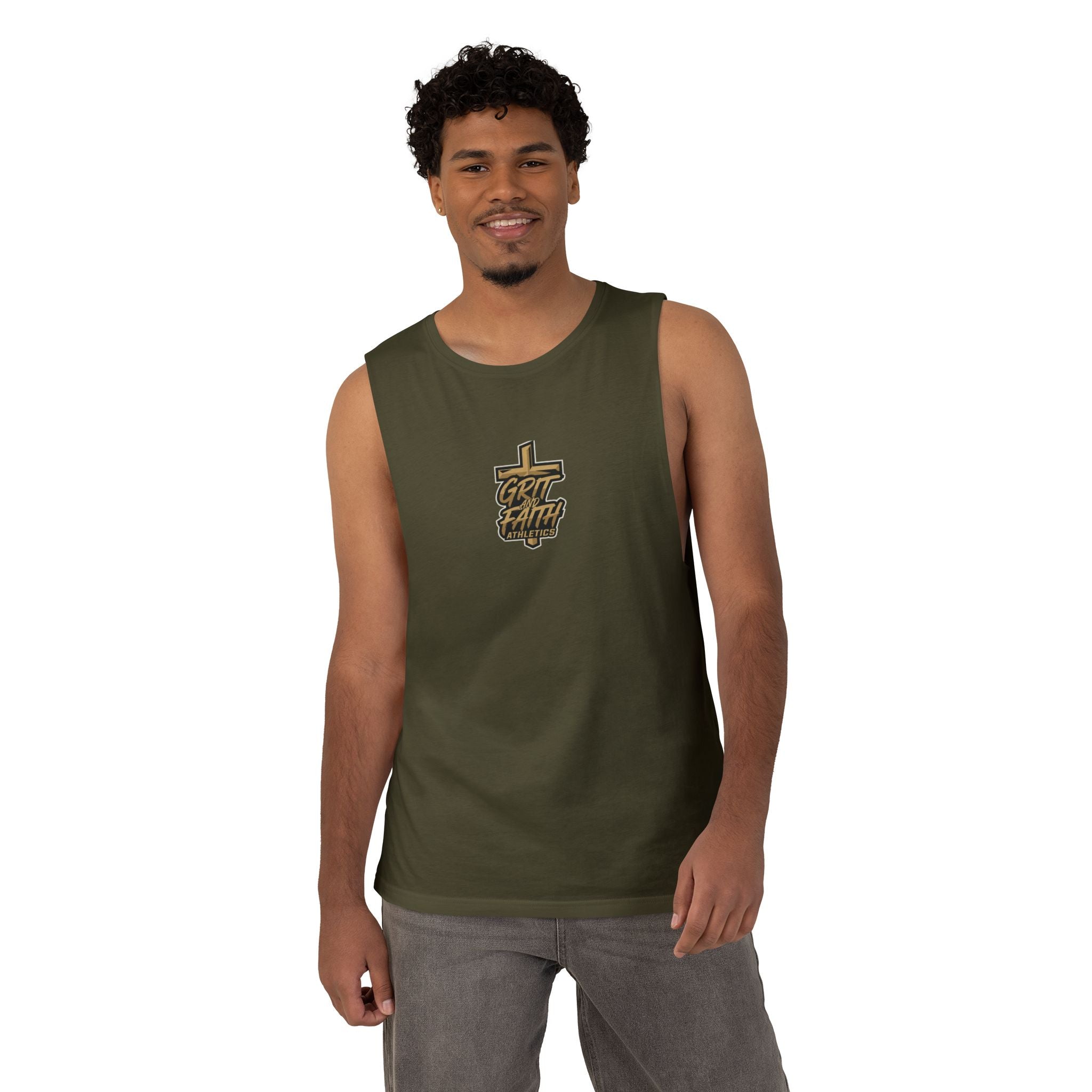 Grit and Faith Tank Top — Chest Graphic Logo