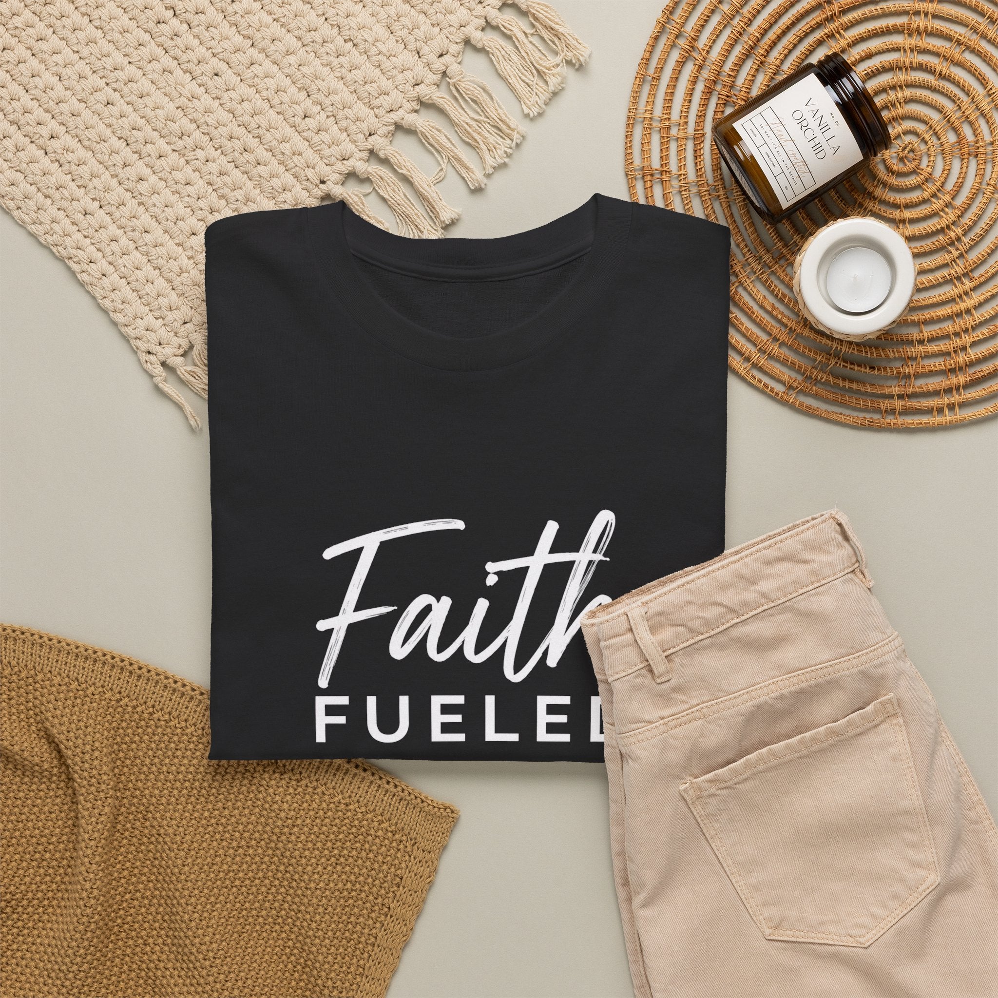 Grit and Faith T-Shirt — Faith Fueled Tee with Cross