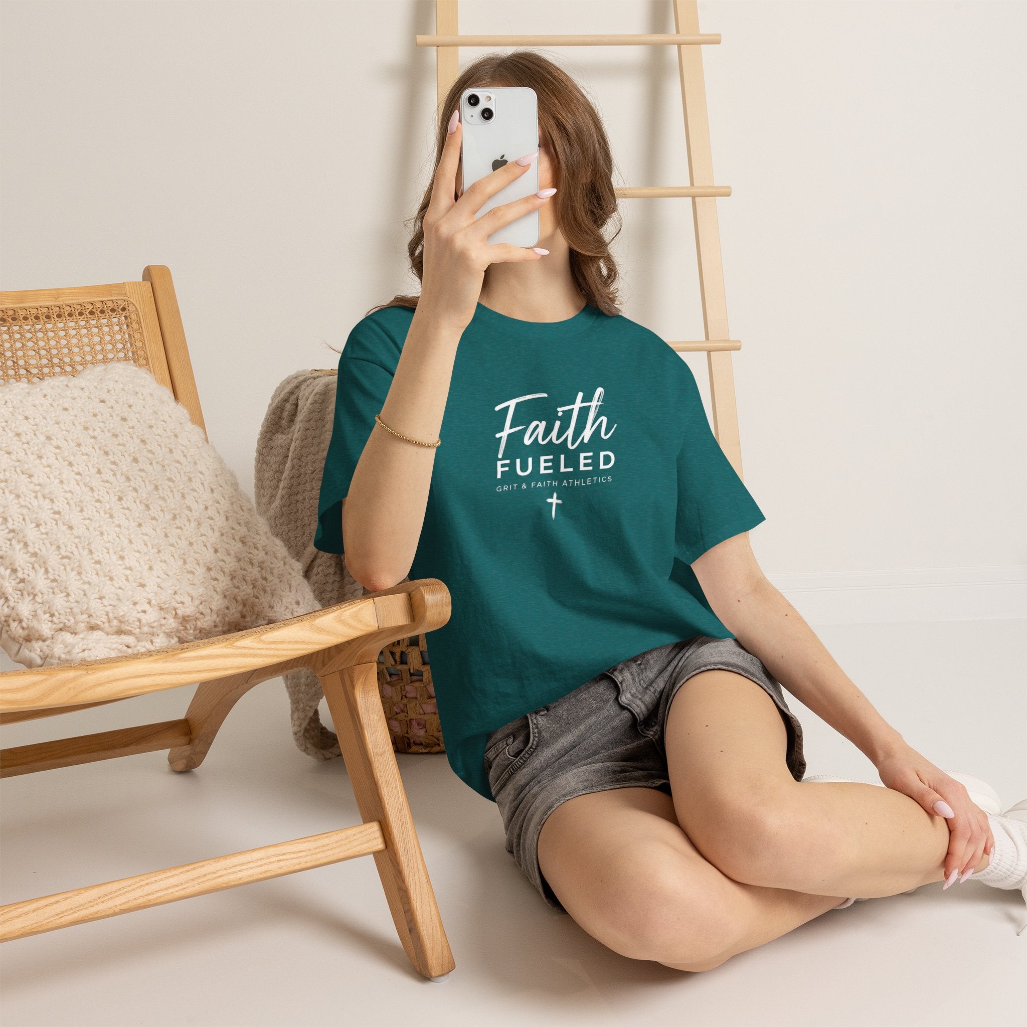 Grit and Faith T-Shirt — Faith Fueled Tee with Cross