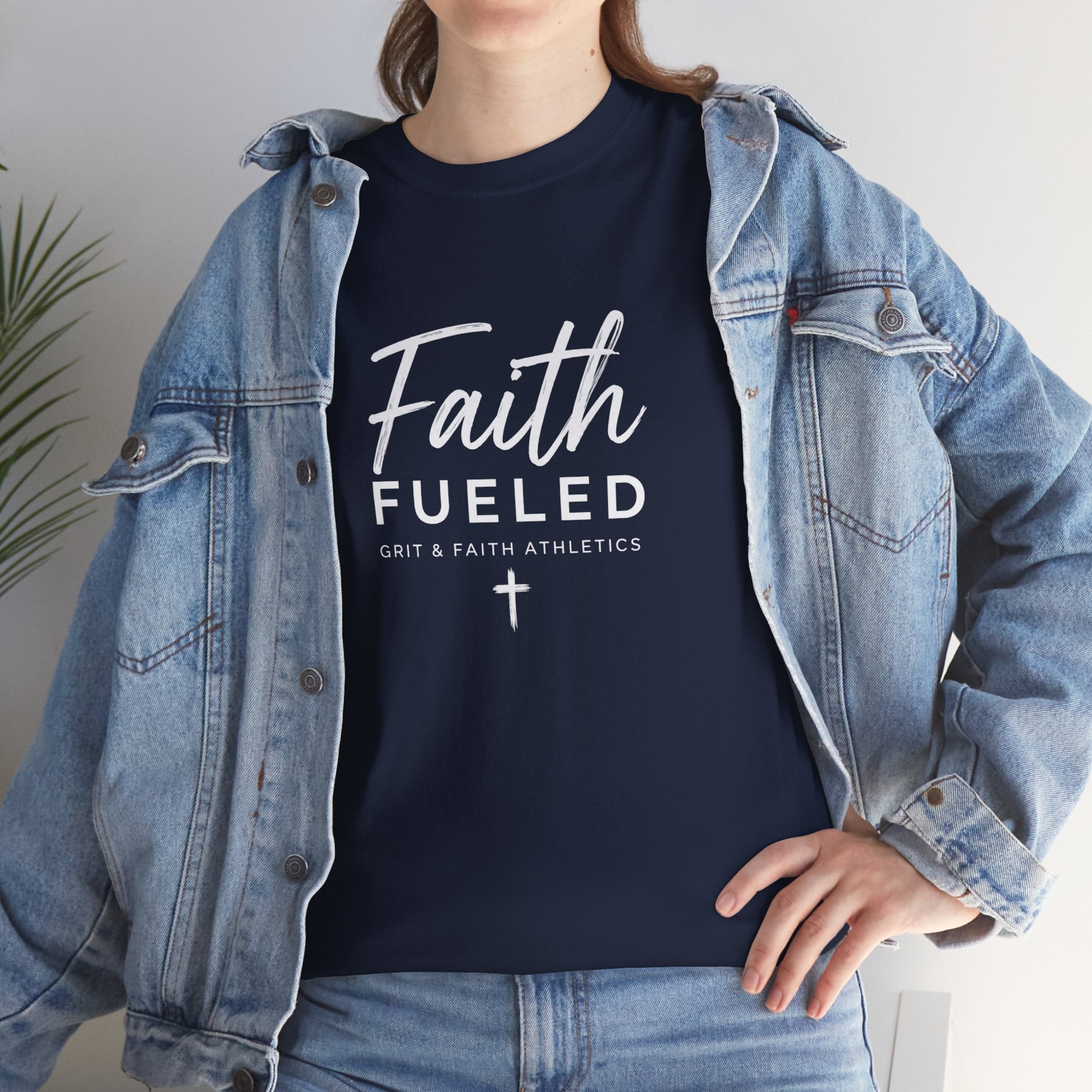 Grit and Faith T-Shirt — Faith Fueled Tee with Cross