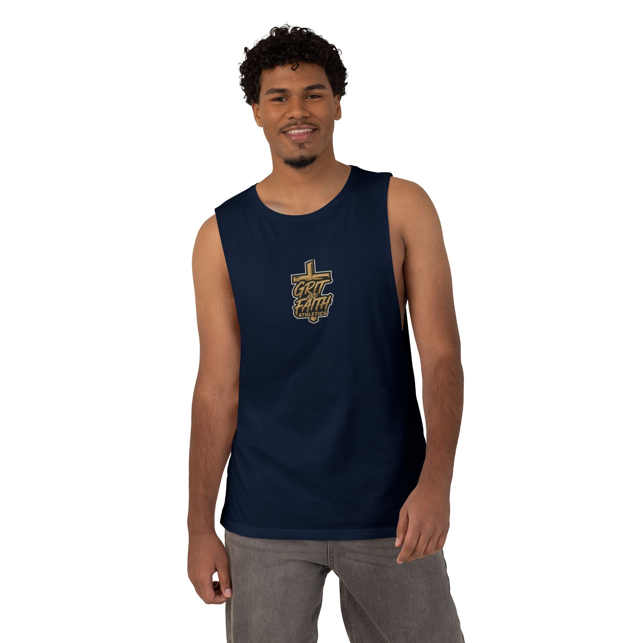 Grit and Faith Tank Top — Chest Graphic Logo