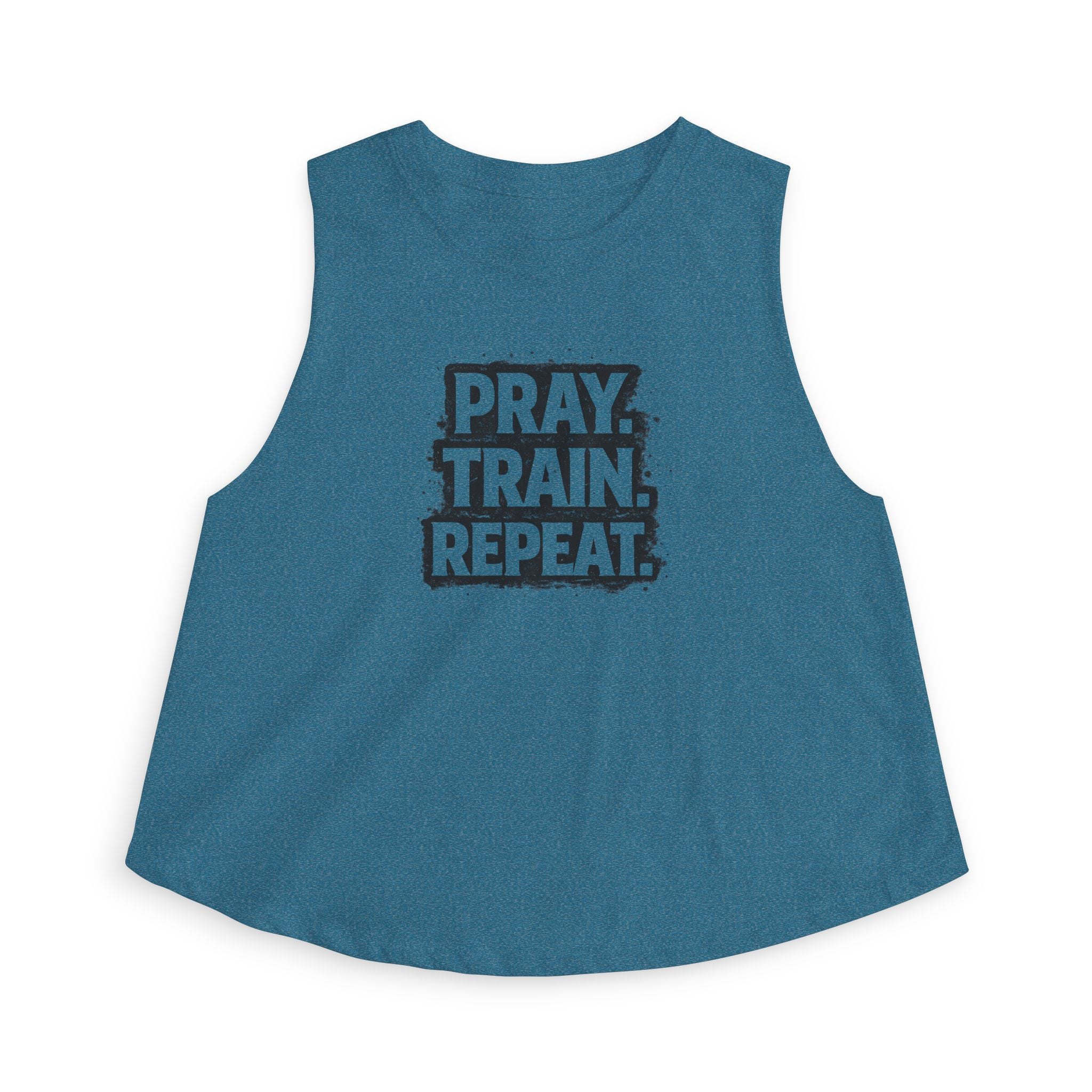 Grit and Grace Crop Top — "Pray. Train. Repeat." Fitness Tank