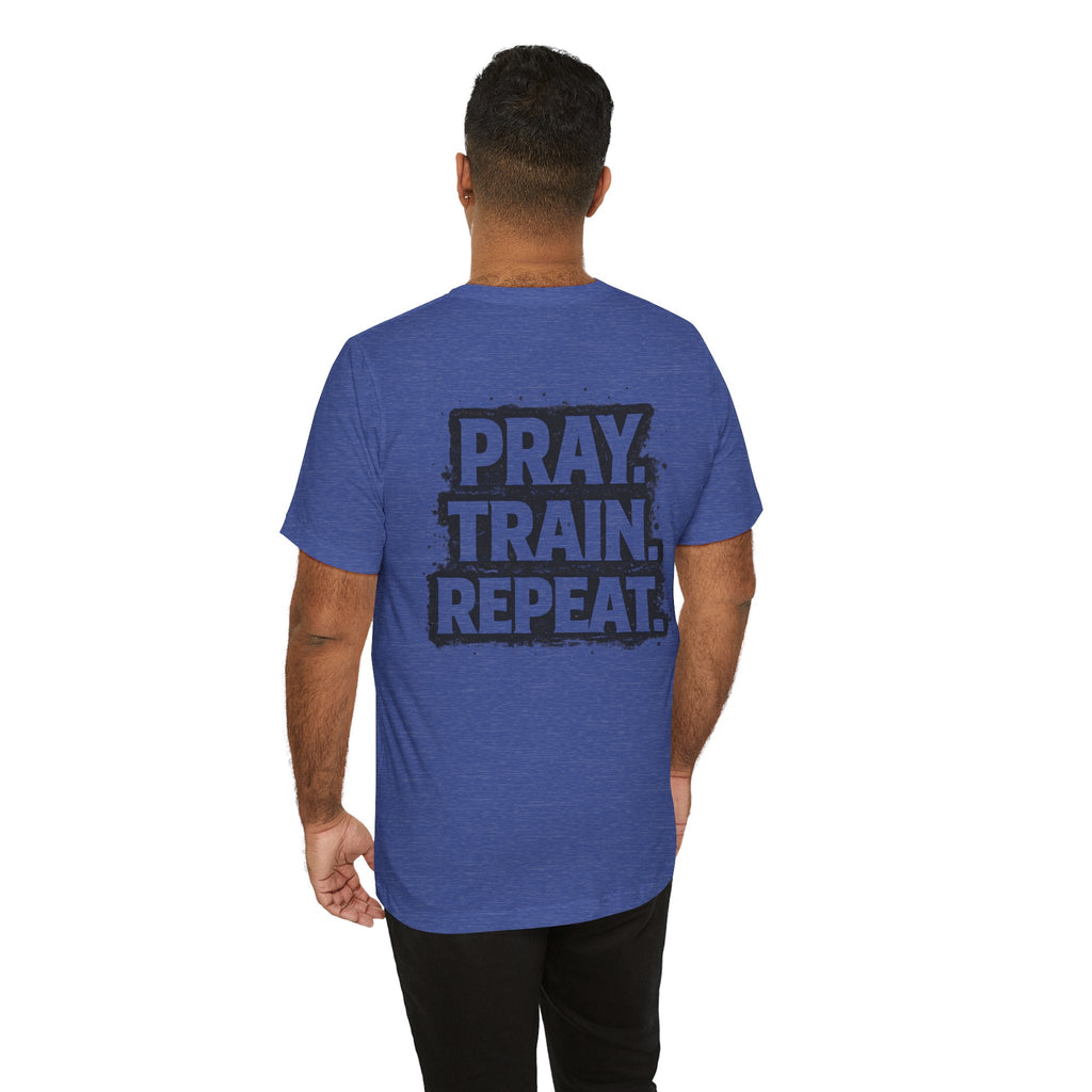 Grit and Faith T-Shirt — Pray. Train. Repeat. Faith & Fitness Tee