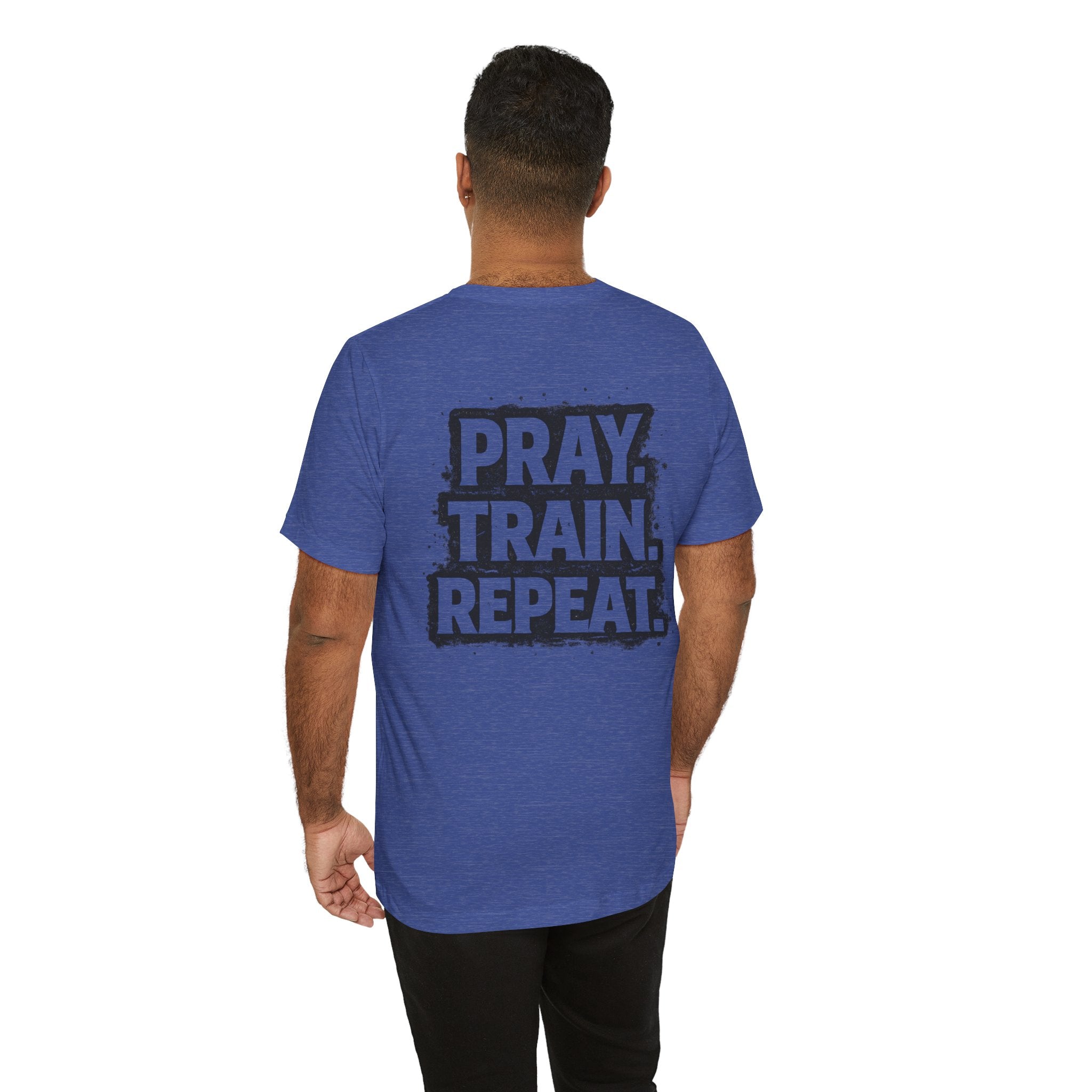 Grit and Faith T-Shirt — Pray. Train. Repeat. Faith & Fitness Tee