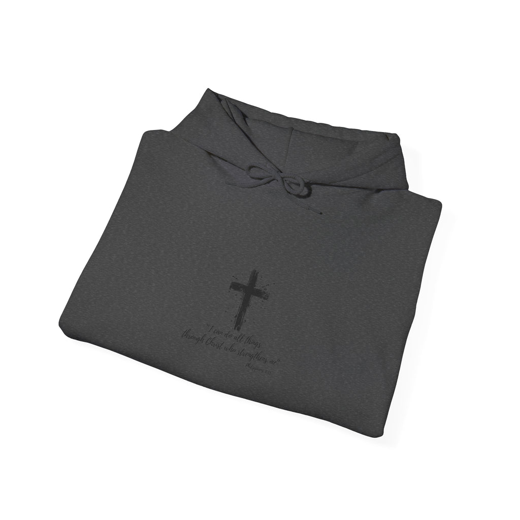 Grit & Faith Cross Hoodie - I Can do All Things Through Christ Comfortable Pullover