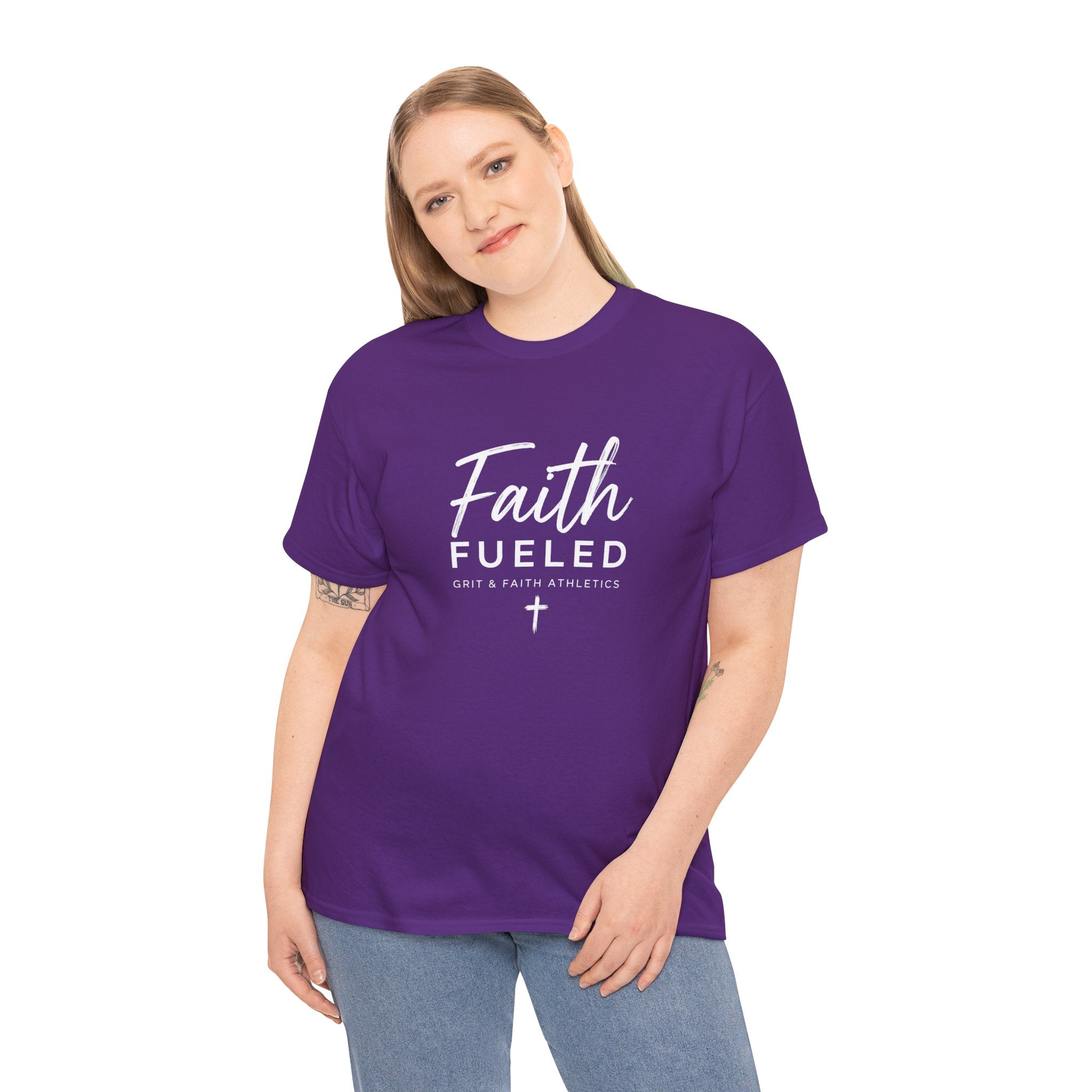 Grit and Faith T-Shirt — Faith Fueled Tee with Cross