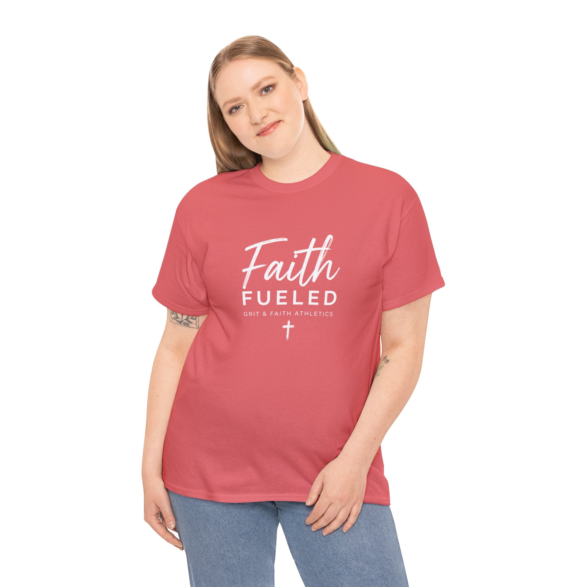 Grit and Faith T-Shirt — Faith Fueled Tee with Cross